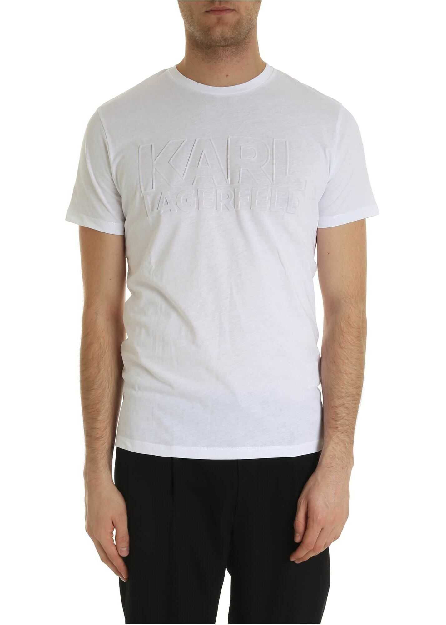Karl Lagerfeld Embossed Logo T-Shirt In White White
