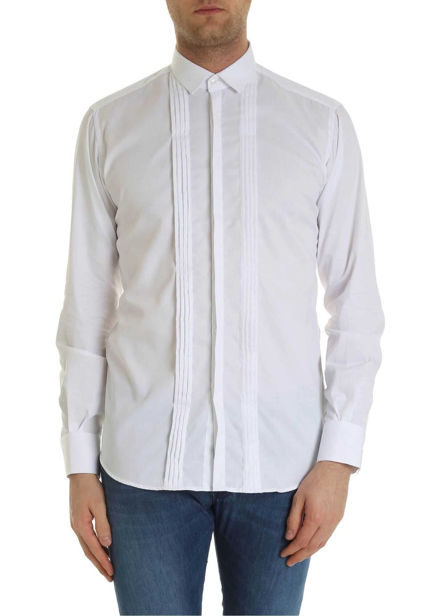 Camasa Karl Lagerfeld Pleated Shirt In White White