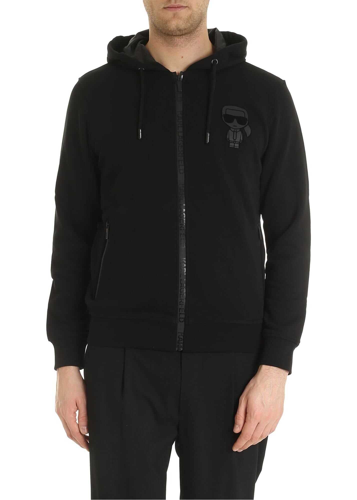 Flock Print Sweatshirt In Black
