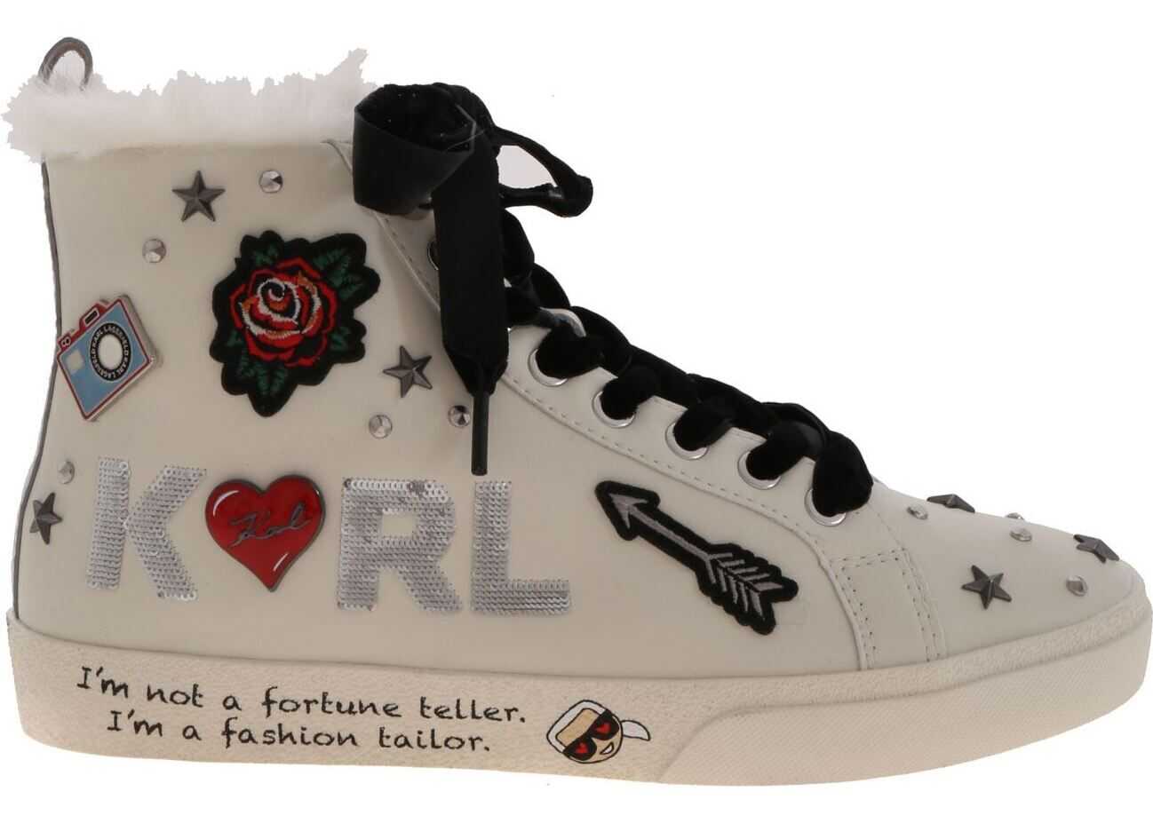 Karl Lagerfeld Jewel Badge Hi Sneakers In White White