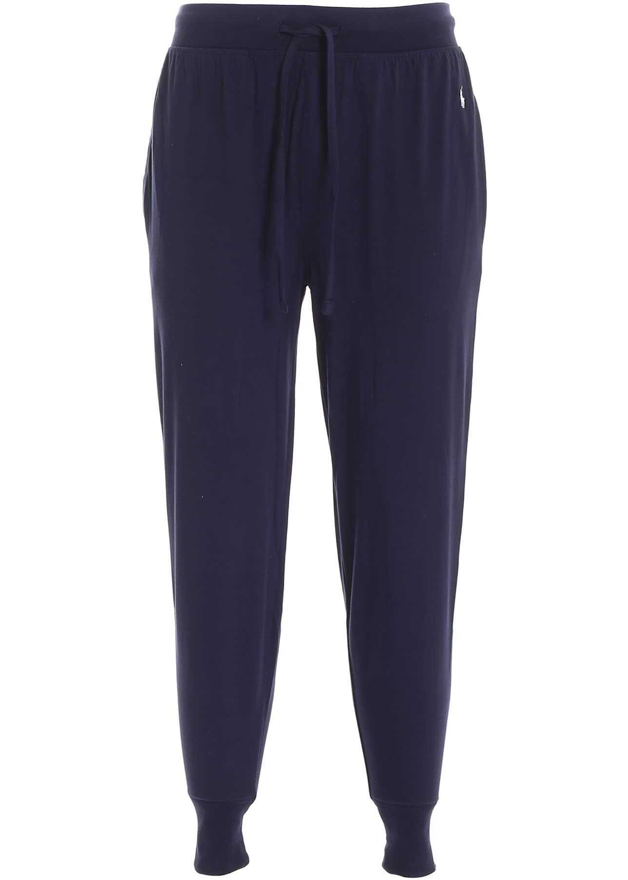 Logo Embroidery Trousers In Blue