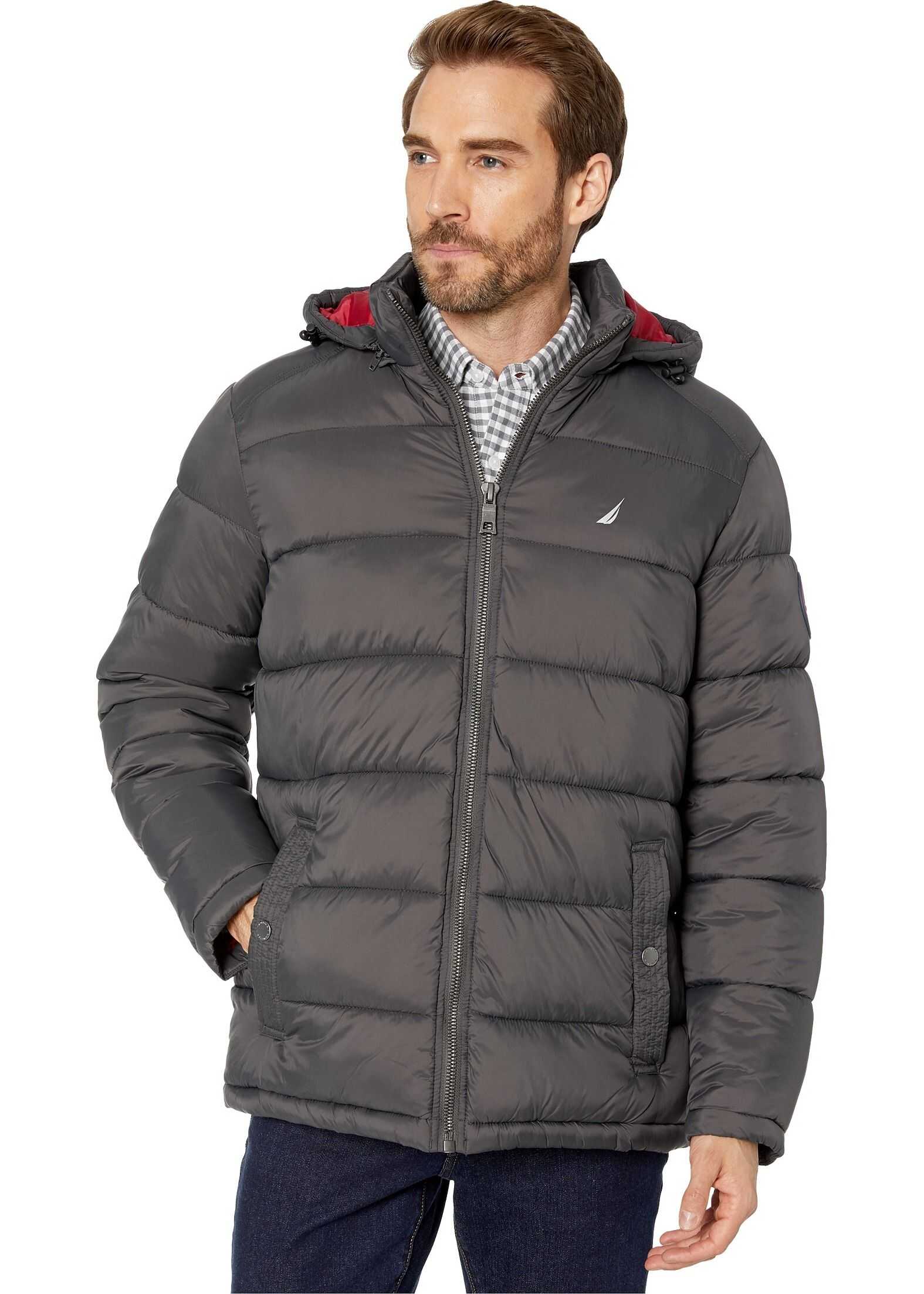 Nautica Logo Puffer w/ Removable Hood Charcoal