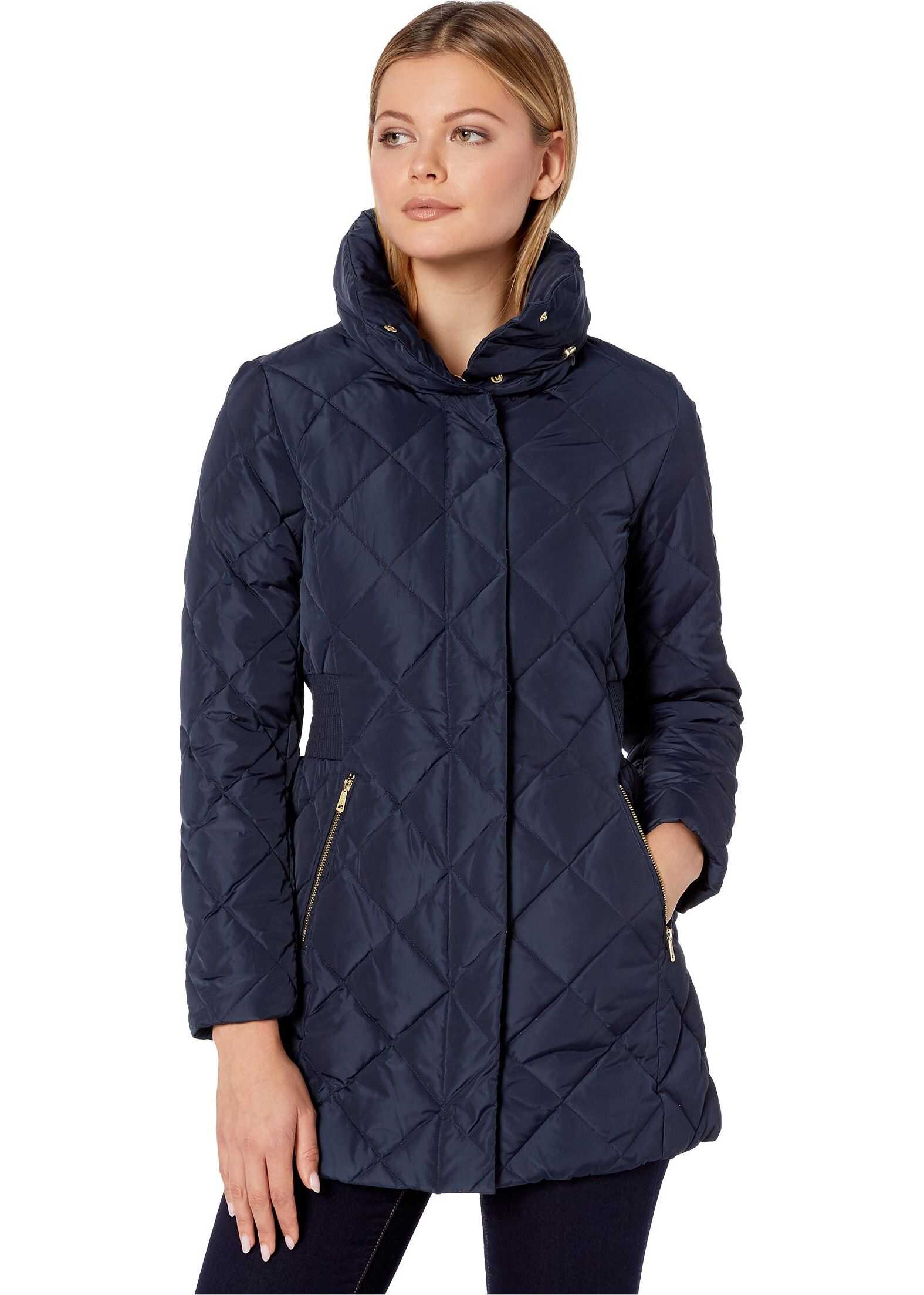 Cole Haan Diamond Quilted Down Jacket Navy