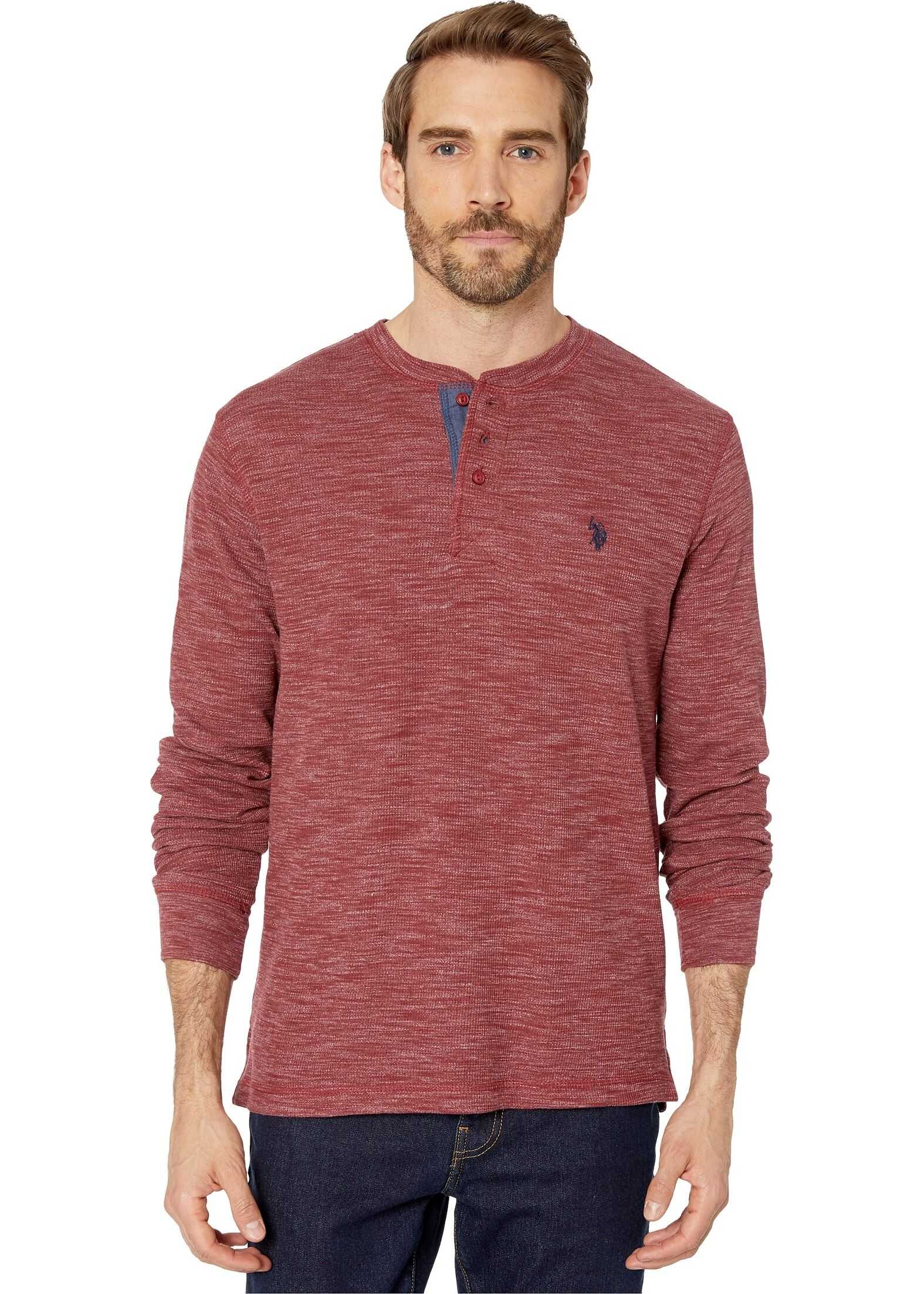 Bluza U.S. POLO ASSN. Space Dye Thermal Henley University Red