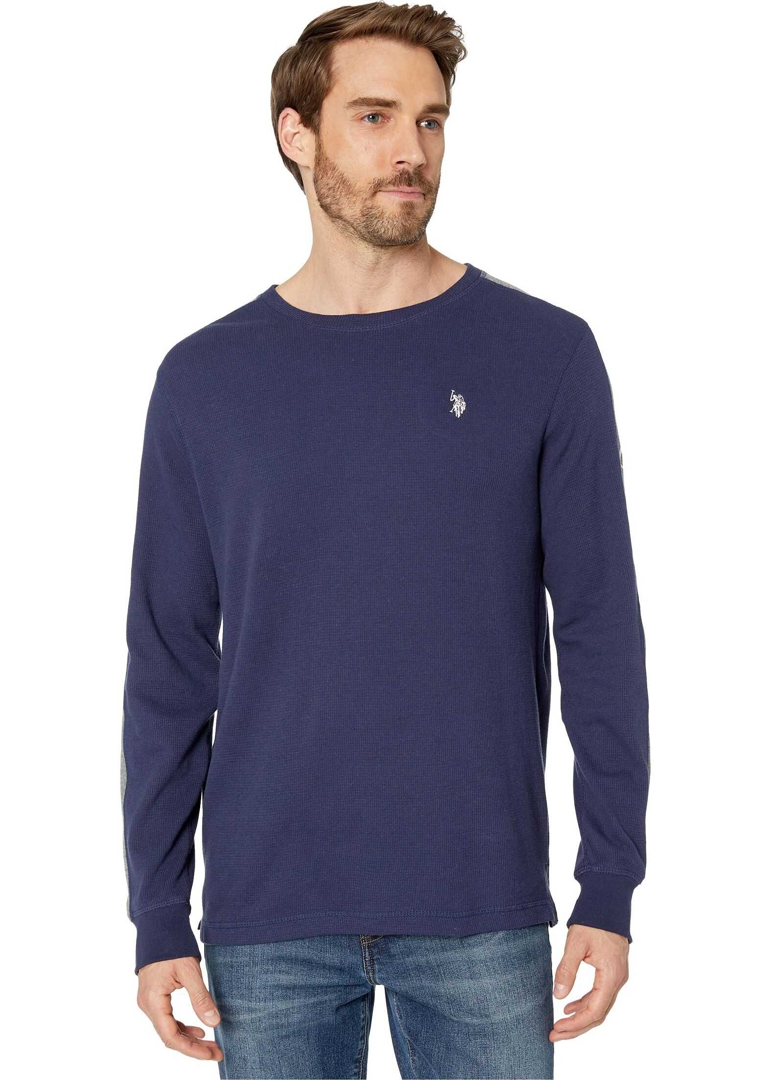 U.S. POLO ASSN. Arm Color Block Thermal Crew Classic Navy