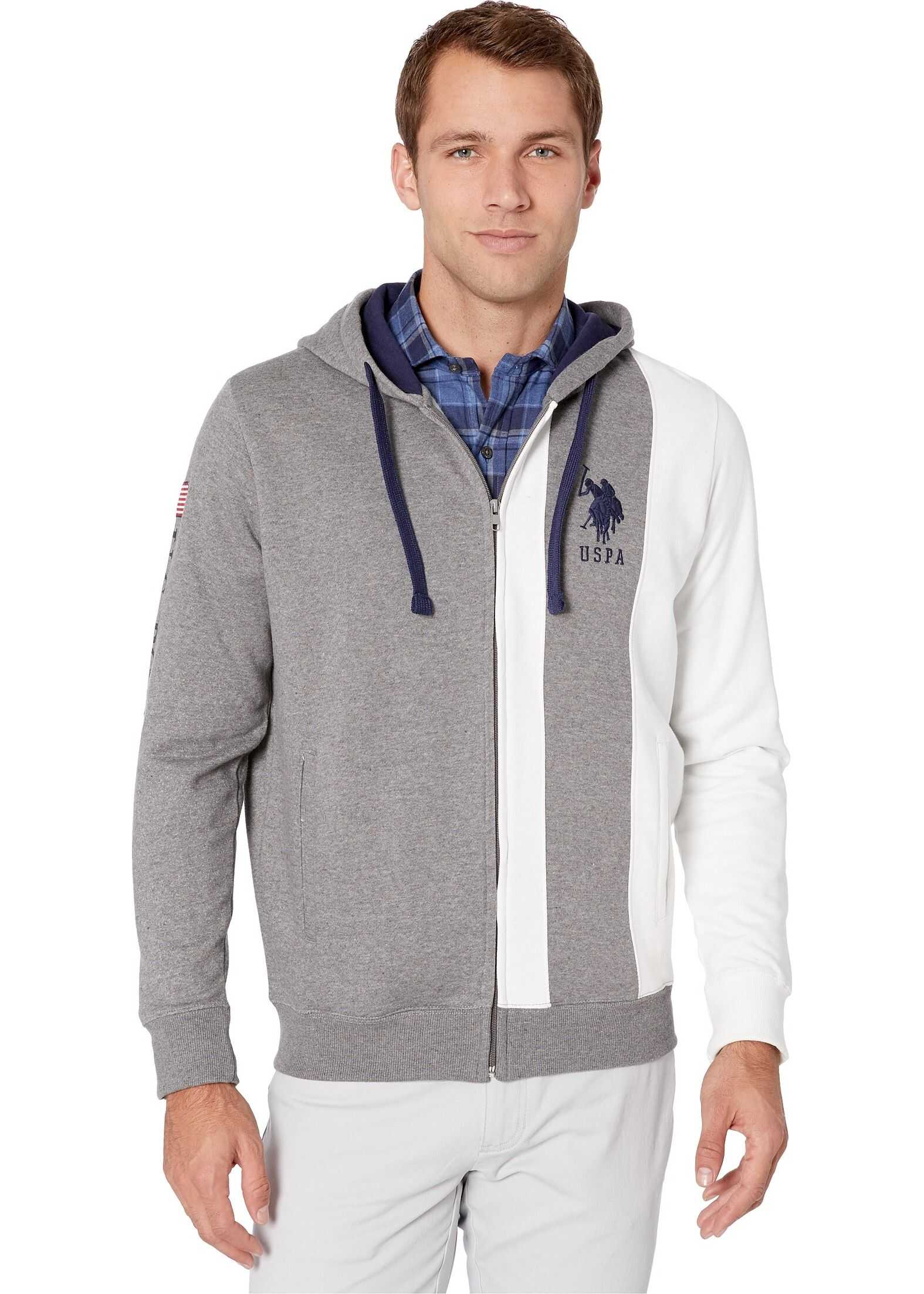 Bluza U.S. POLO ASSN. BD Full Zip Color Block Campus Gray