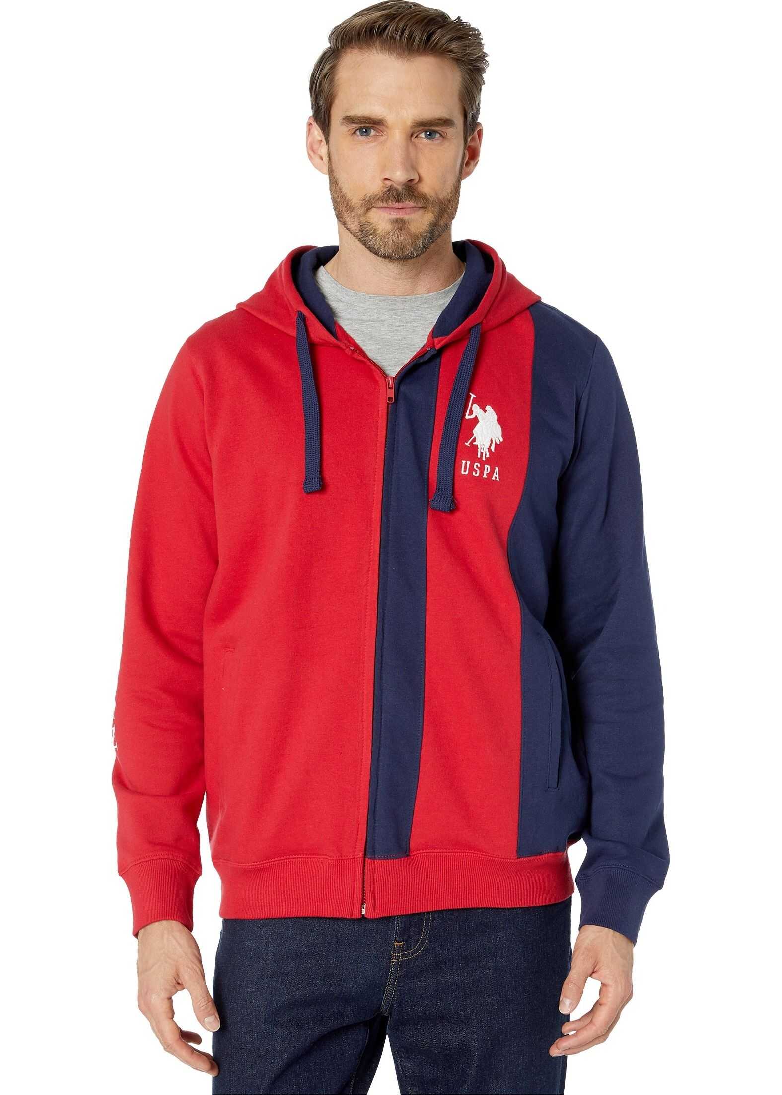 U.S. POLO ASSN. BD Full Zip Color Block Engine Red