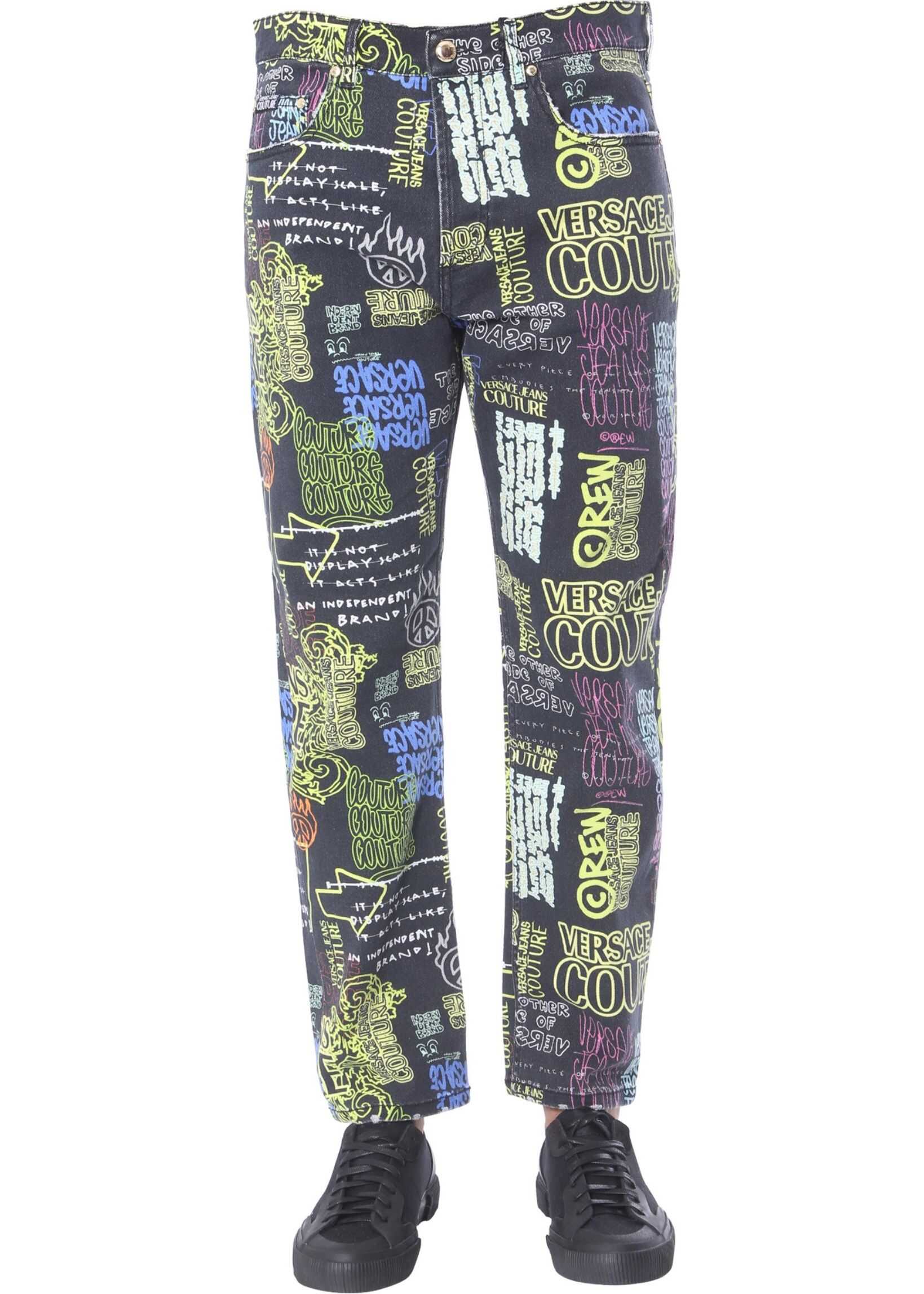 Blug Versace Jeans Couture Graffiti Print Jeans BLACK