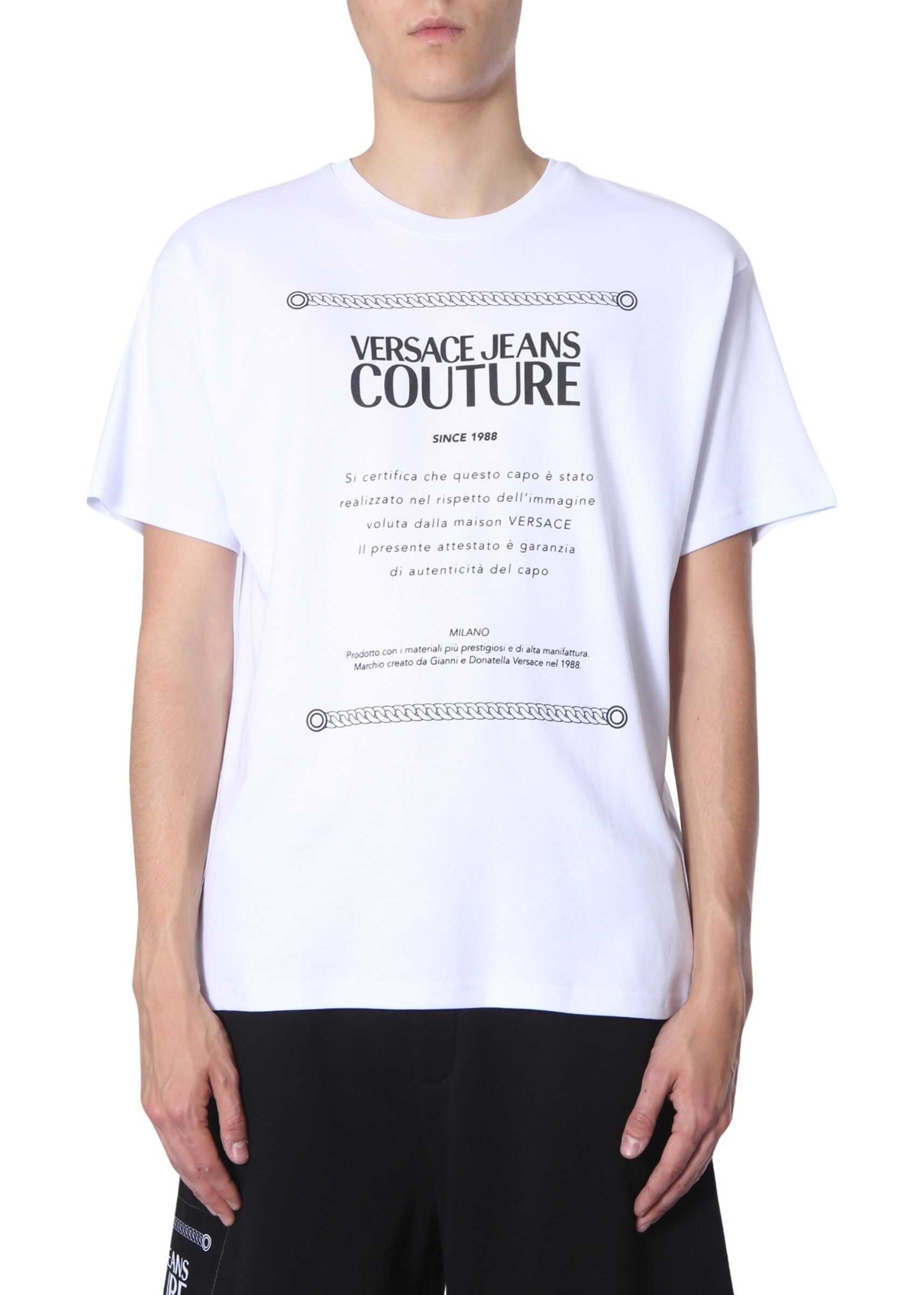 Versace Jeans Couture T-Shirt With Logo Print WHITE