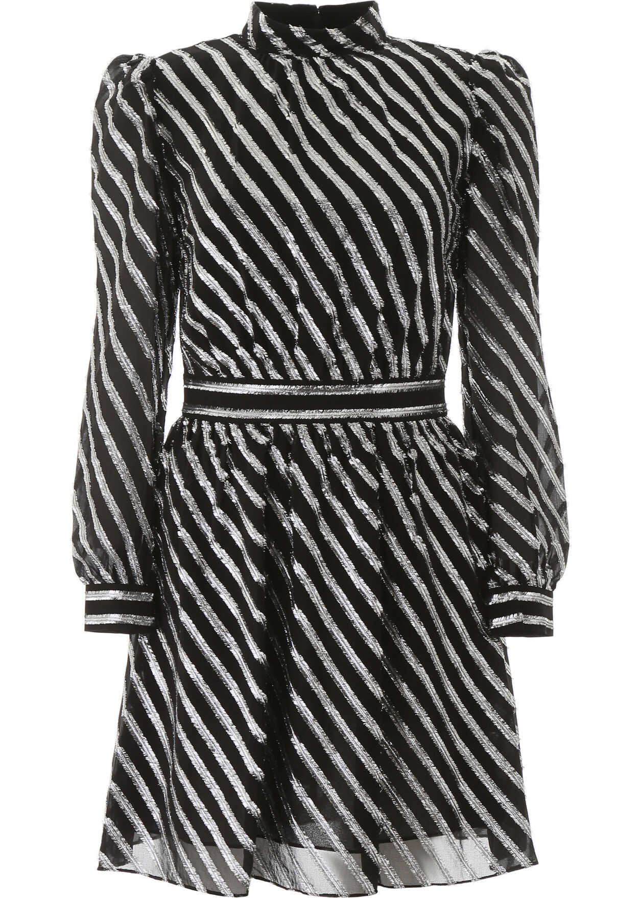 Michael Kors Lurex Striped Mini Dress BLKSILVER