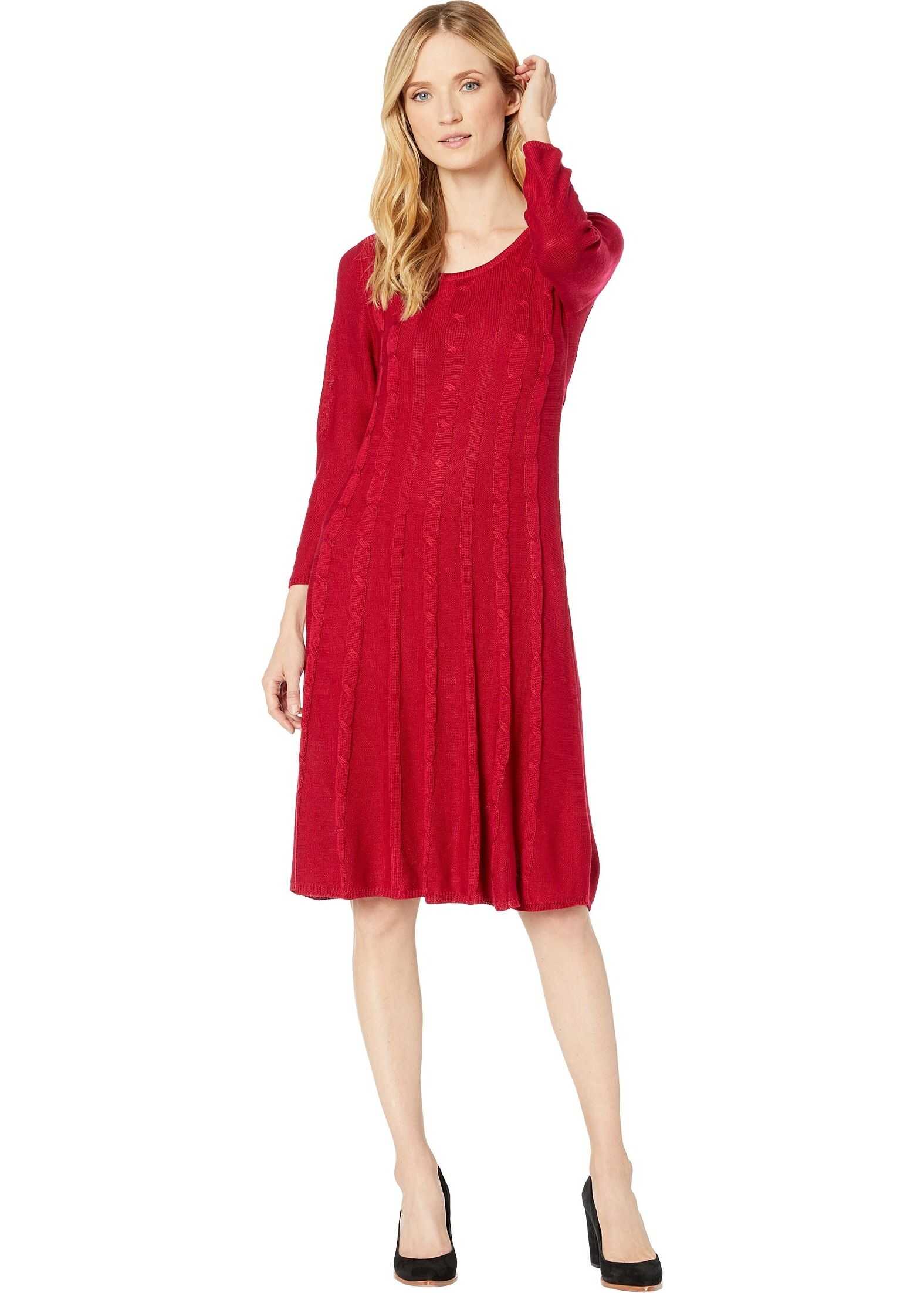 Nine West Crew Neck Cable Fit-and-Flare Knit Dress Rogue