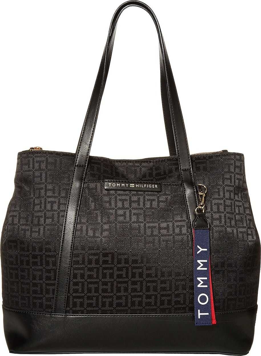 Tommy Hilfiger Lottie Jacquard Tote* Black Tonal