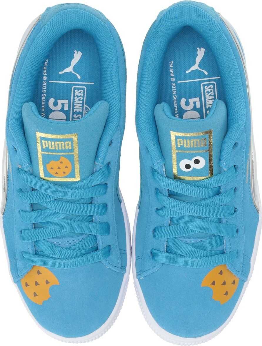 Puma Kids Sesame Street 50 Suede Statement (Little Kid) Bleu Azur/Puma White