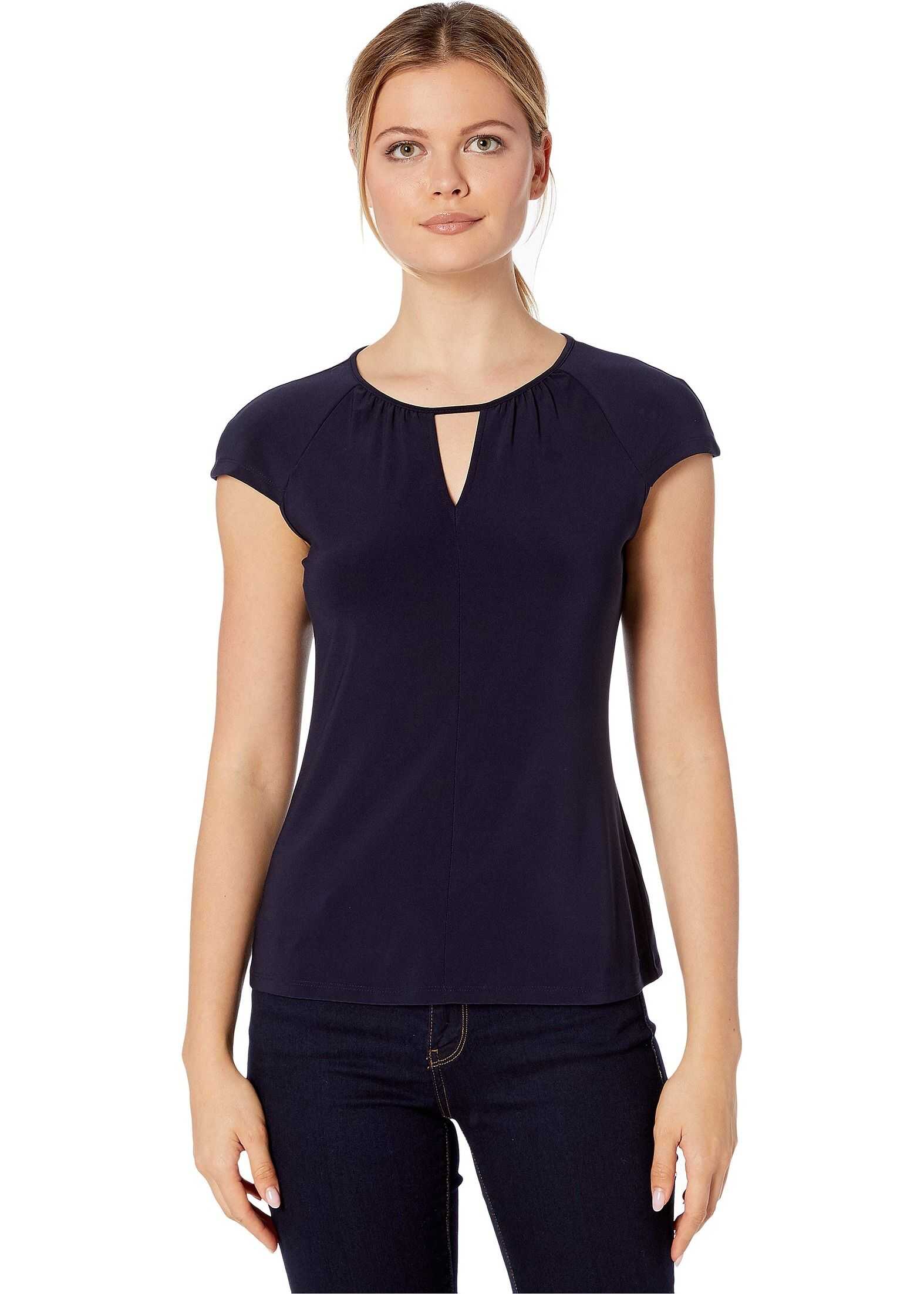 Tommy Hilfiger Short Sleeve Keyhole Knit Top Midnight