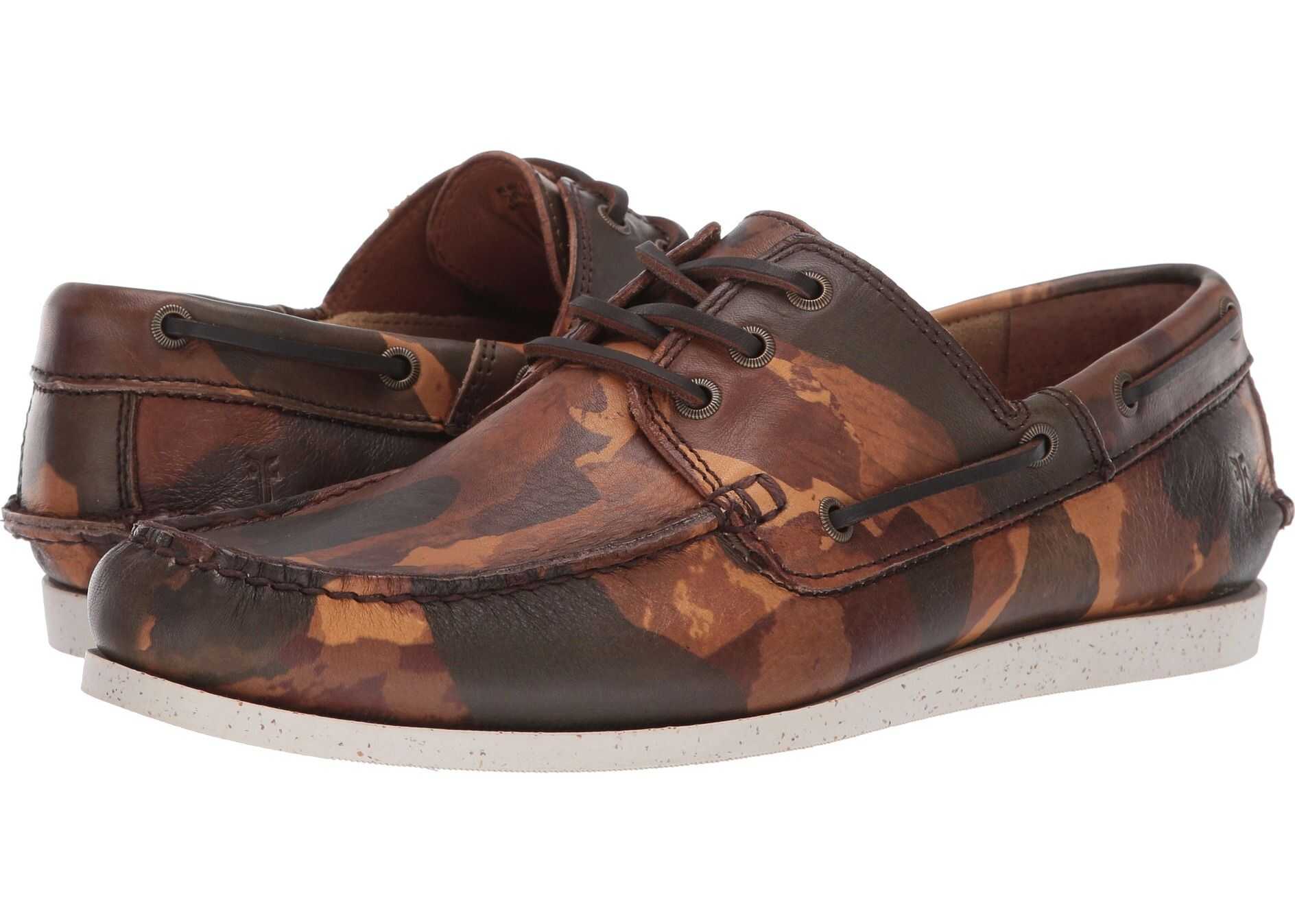Frye Briggs Boat Shoe Camo Printed Veg Tan