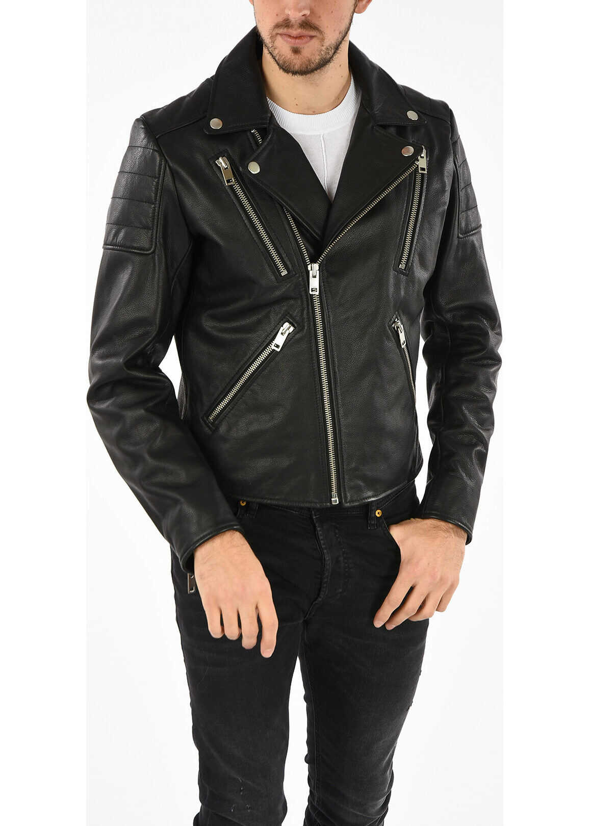 Diesel Leather R-PRIMUS Biker Jacket BLACK