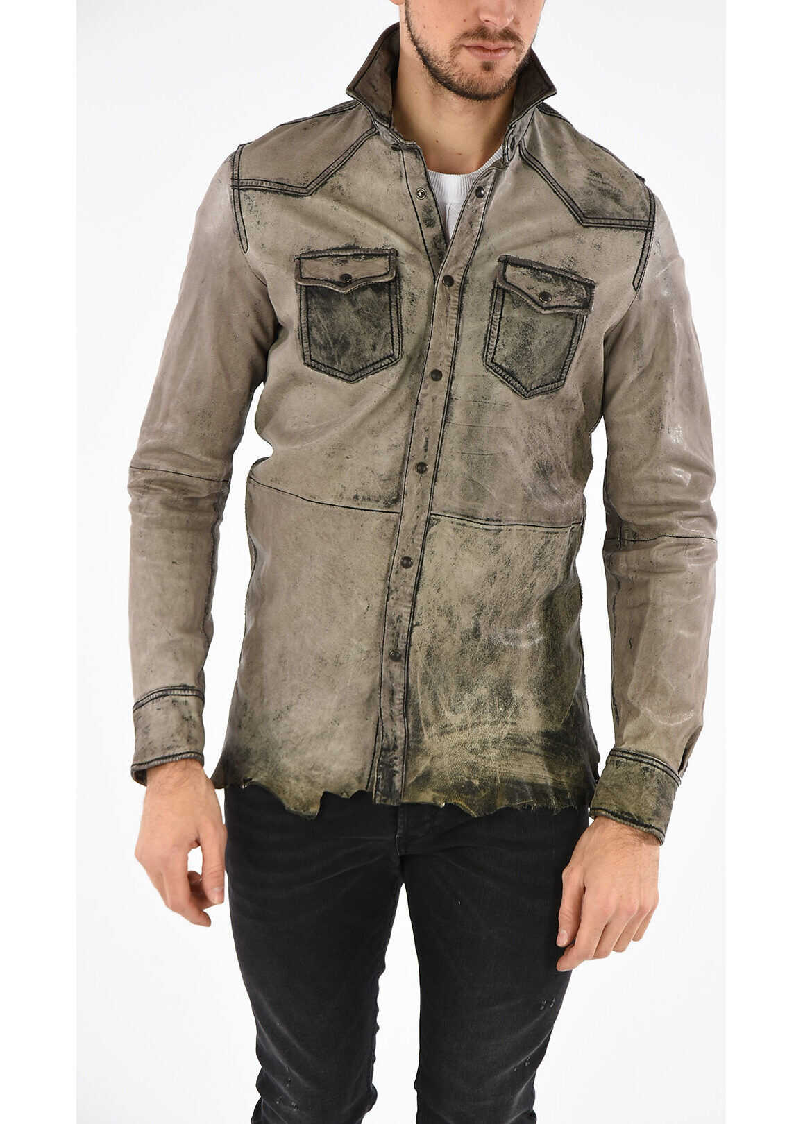 Camasa Diesel Leather Vintage Effect L-SUL-ROW Shirt GRAY