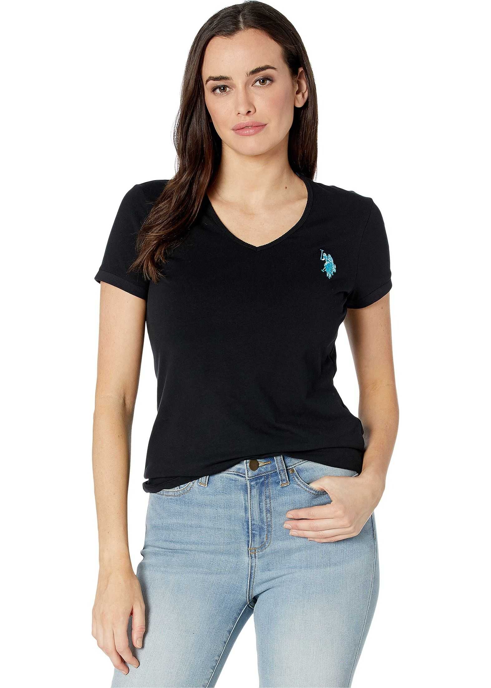 U.S. POLO ASSN. Tonal Scallop V-Neck Tee Anthracite