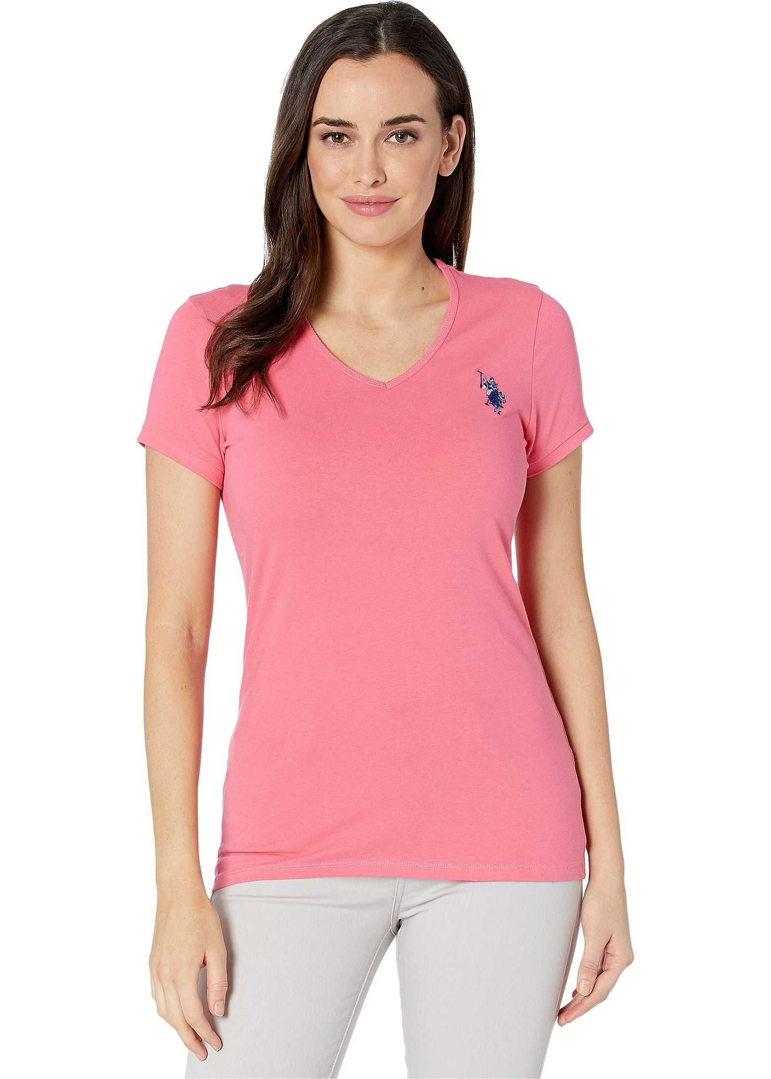 U.S. POLO ASSN. Tonal Scallop V-Neck Tee Sour Cherry