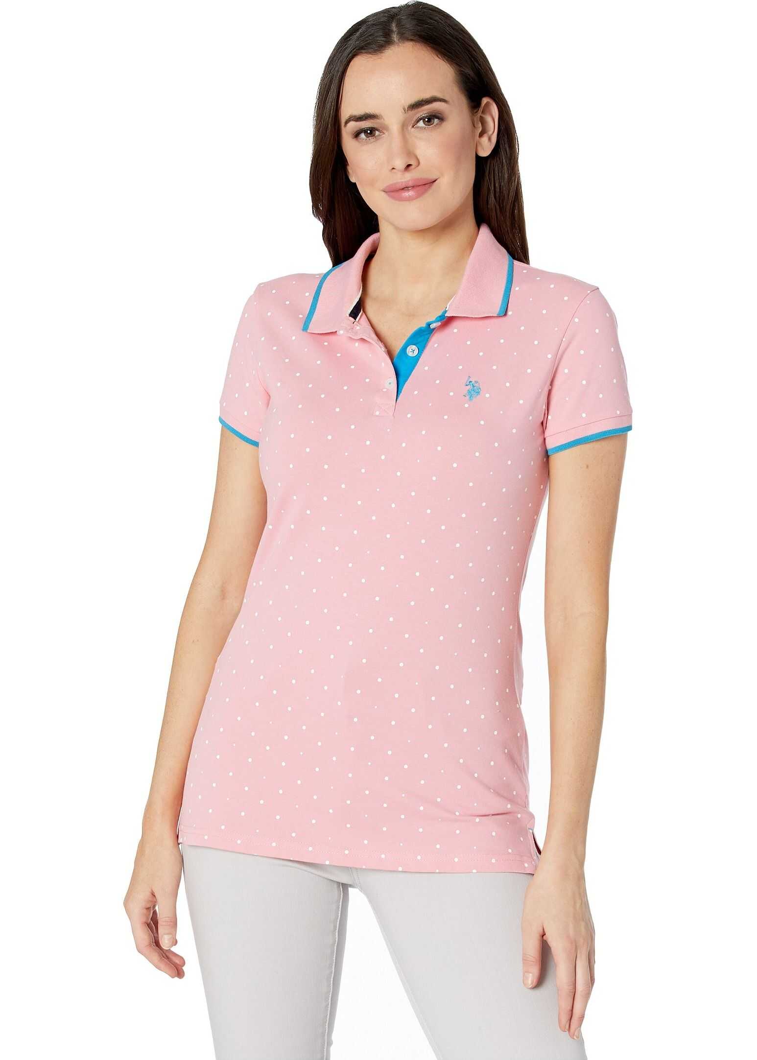 U.S. POLO ASSN. Dot Print Polo Shirt Rose Geranium
