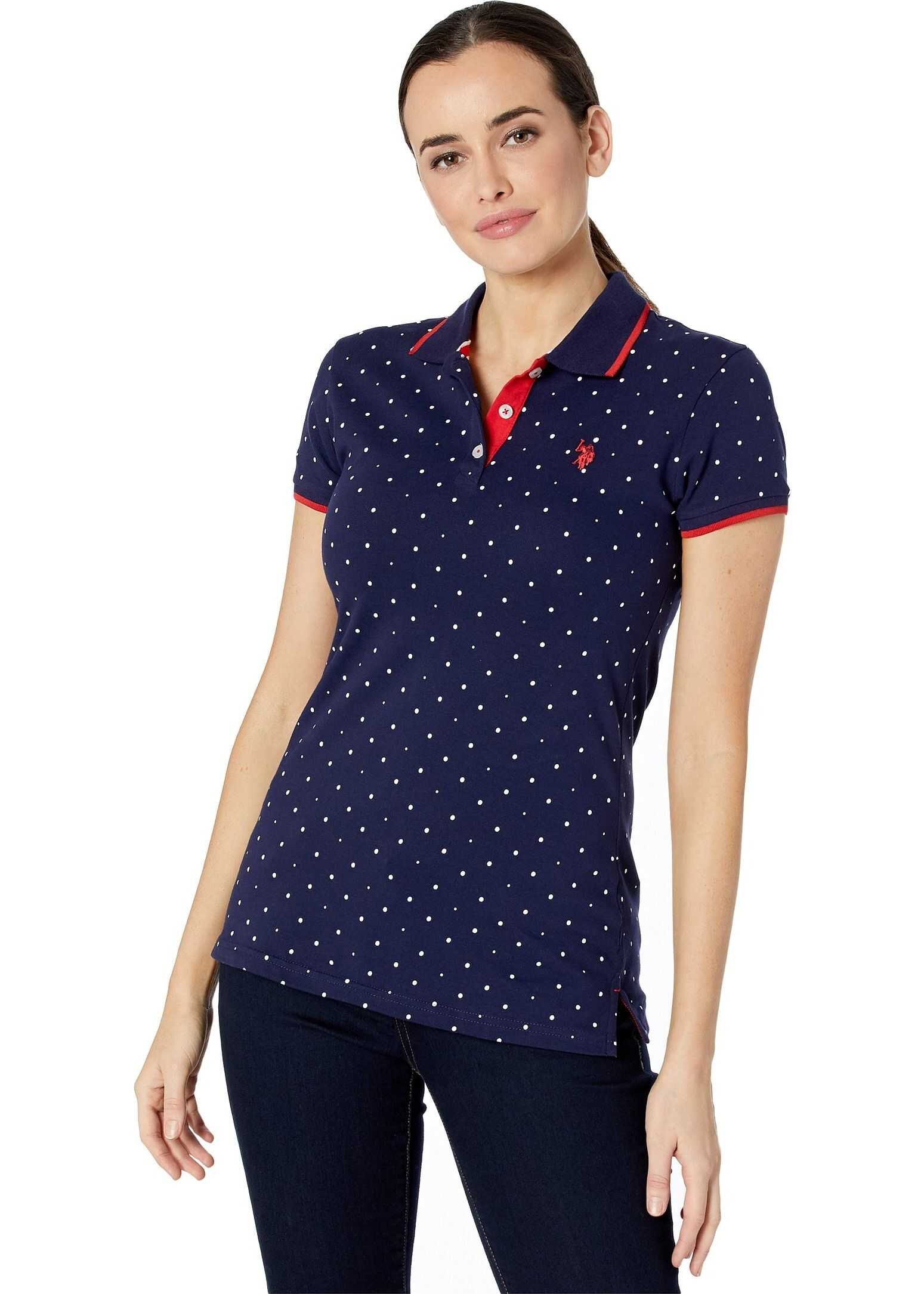 U.S. POLO ASSN. Dot Print Polo Shirt Evening Blue