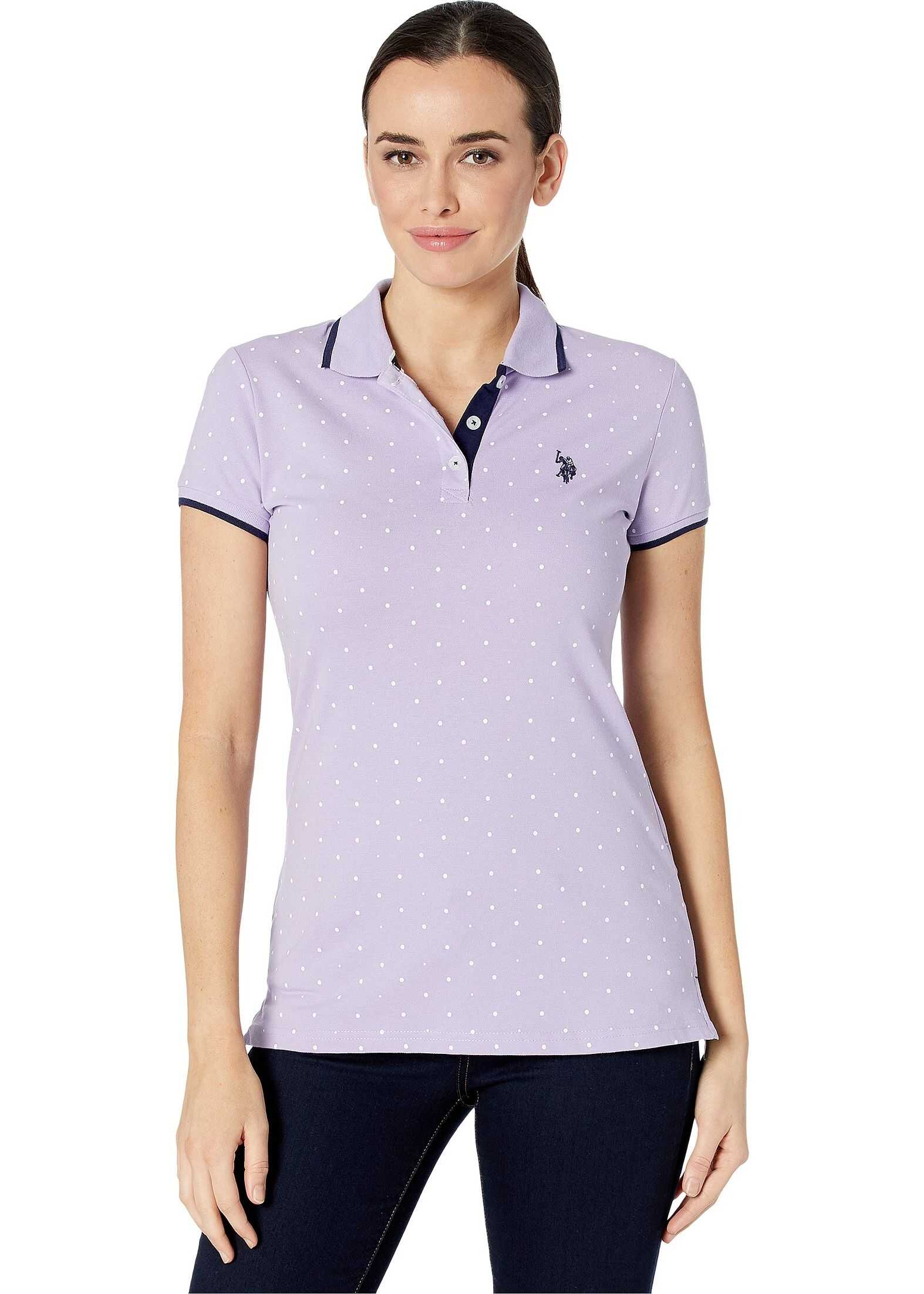 U.S. POLO ASSN. Dot Print Polo Shirt Lavender Sail