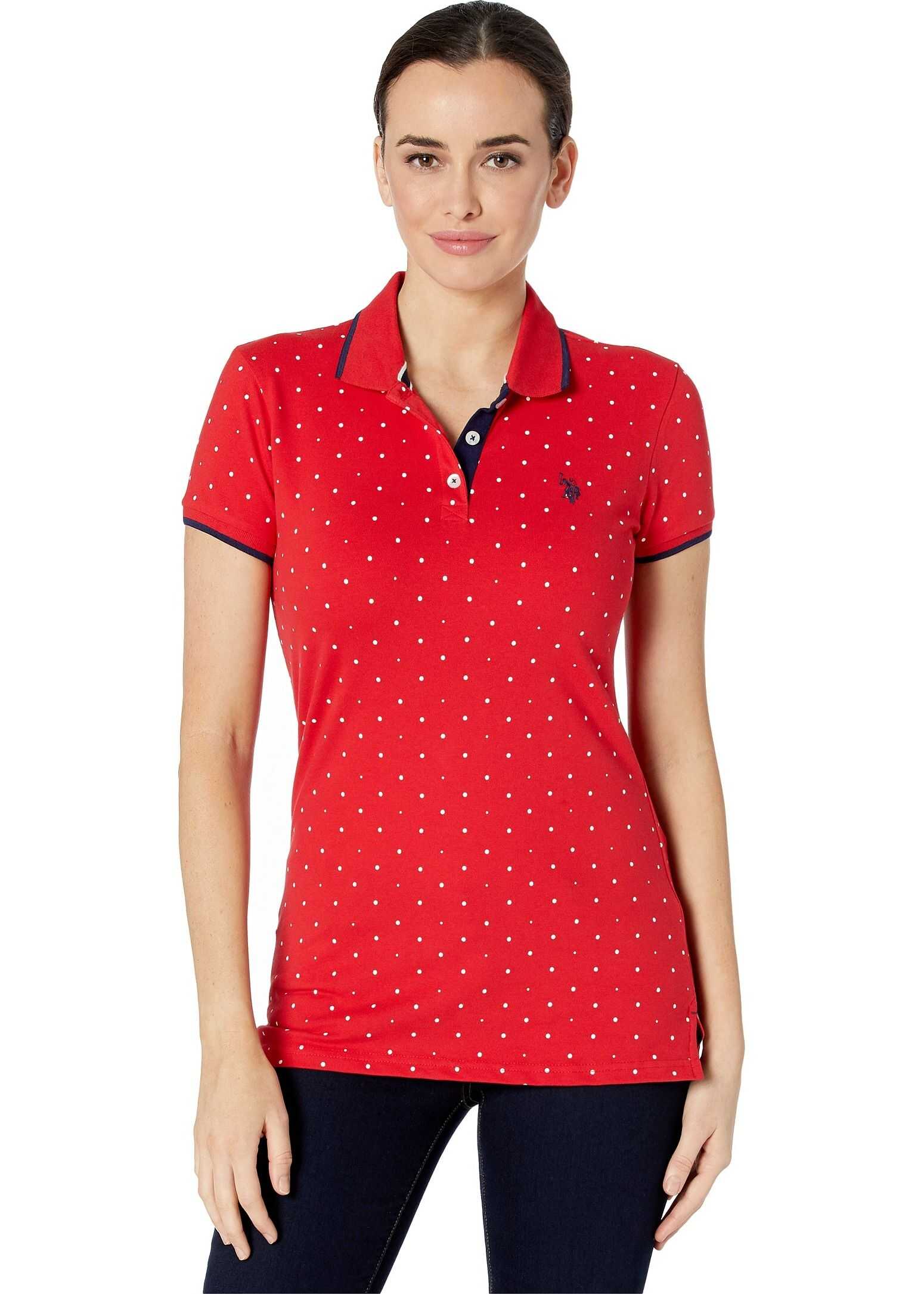U.S. POLO ASSN. Dot Print Polo Shirt Racing Red