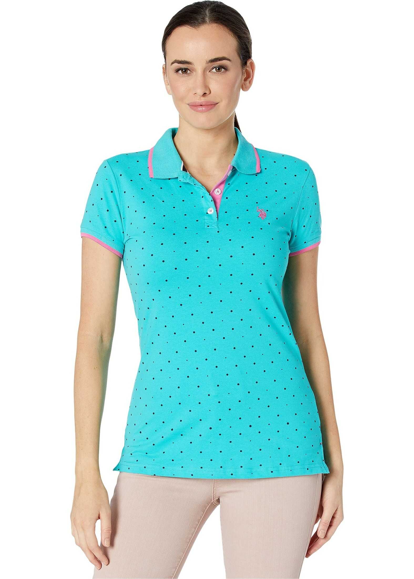U.S. POLO ASSN. Dot Print Polo Shirt Astral Turquoise