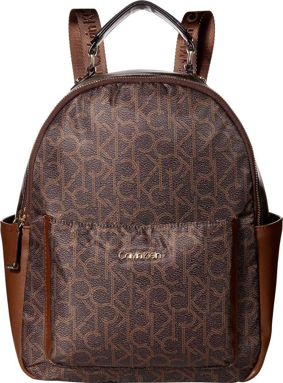 Calvin Klein Abby Printed Nylon Backpack Brown/Khaki