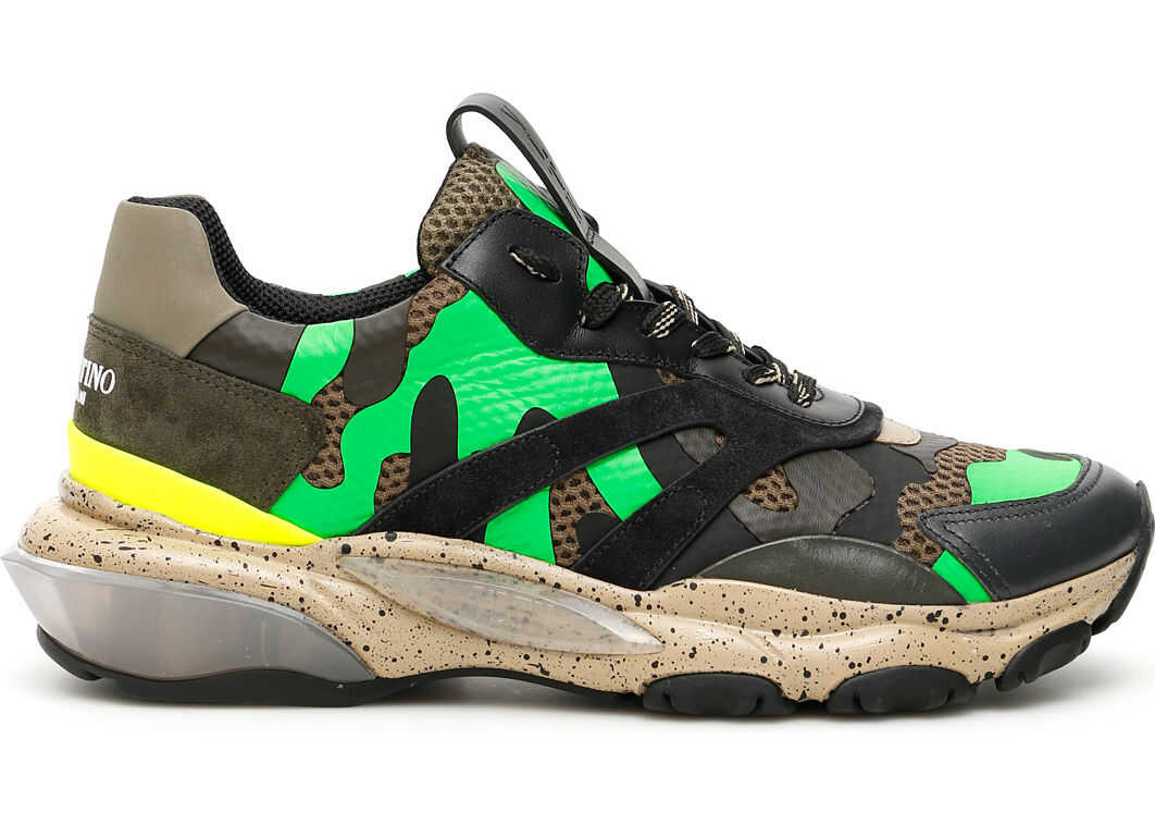 Valentino Garavani Camouflage Bounce Sneakers AGREEN VERDE FLUO NERO DESERT SAND