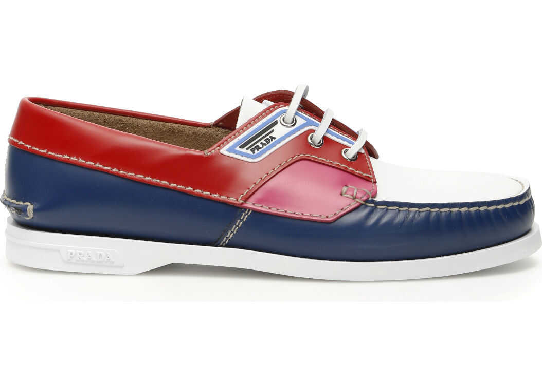 Prada Logo Loafers COBALTO ROSSO