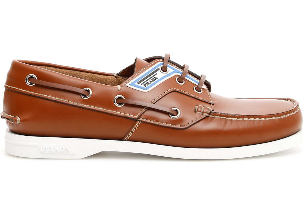 Prada Logo Moccasins TABACCO