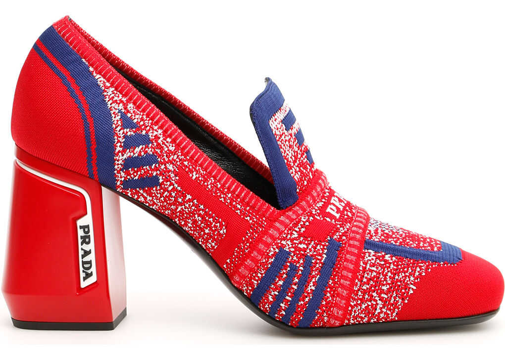 Prada Knit Loafers 85 SCARLATTO INDACO