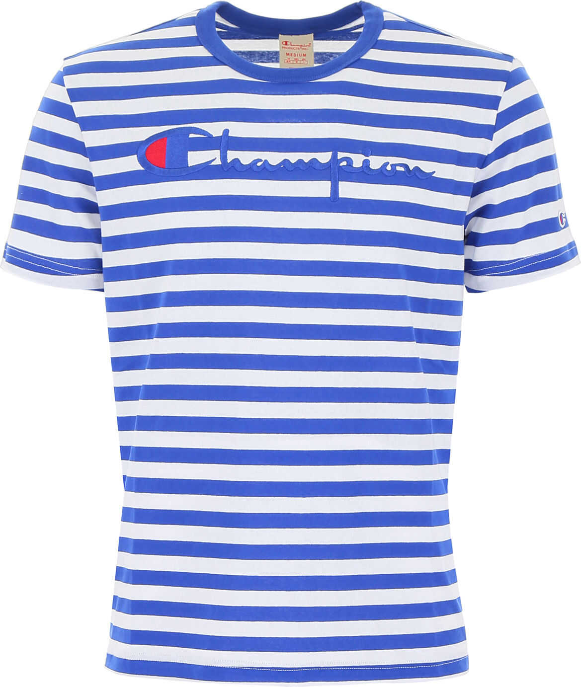 Champion Striped T-Shirt With Large Logo BAI WHT VLUETTE WHITE