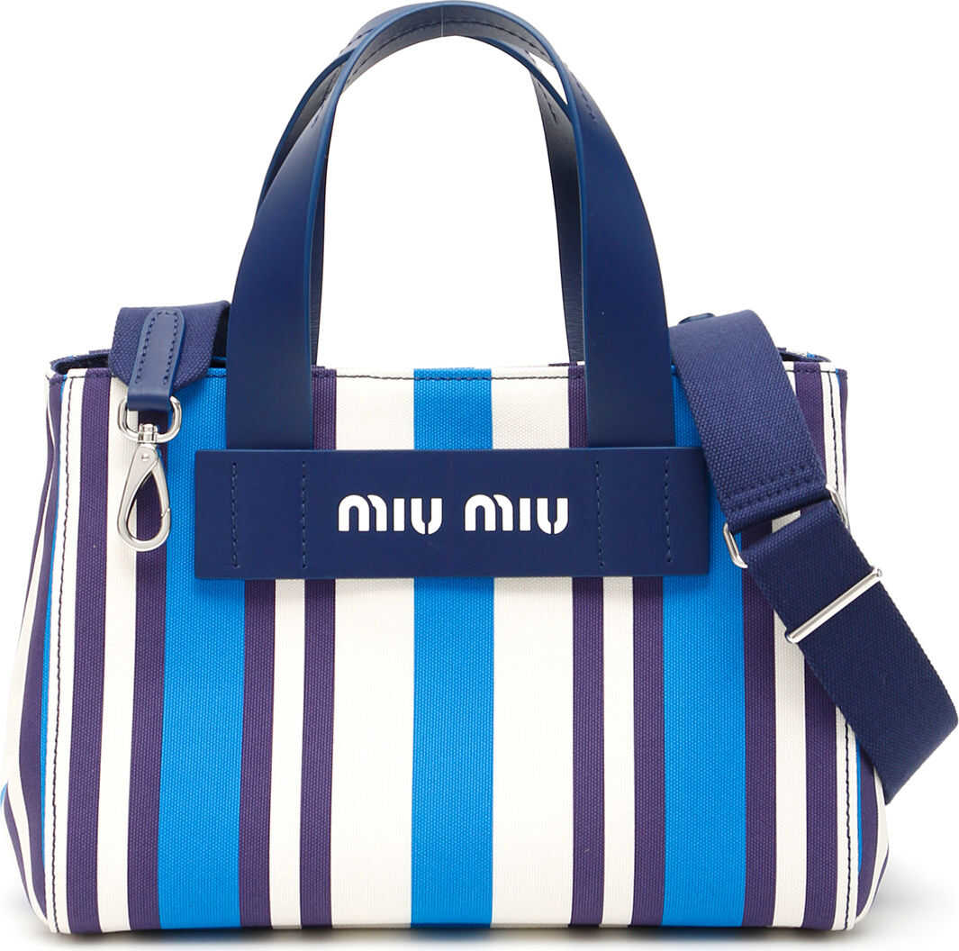 Miu Miu Small Multicolor Striped Shopper TURCHESE