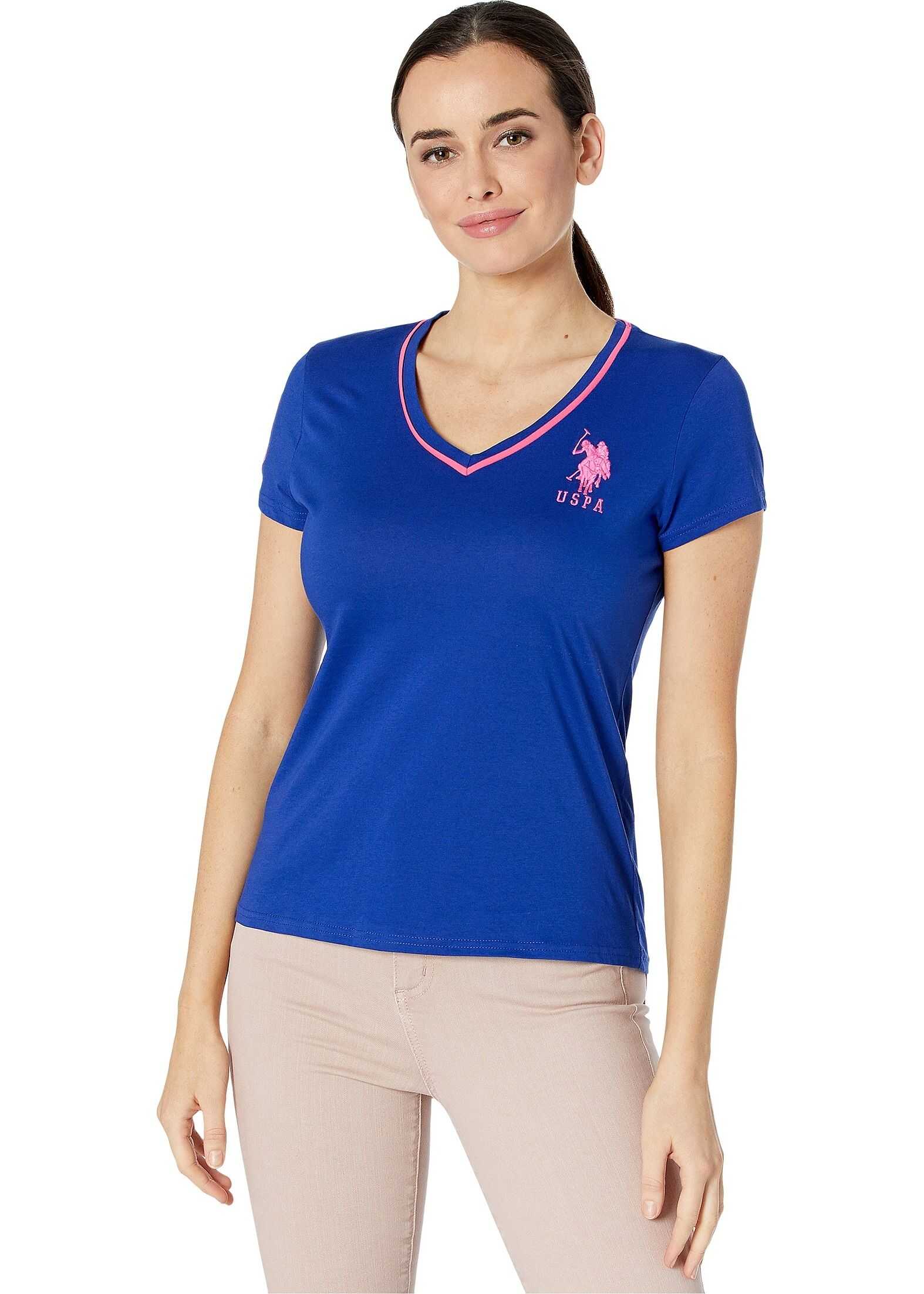 U.S. POLO ASSN. V-Neck Neon Trim Tee Ultra Ink