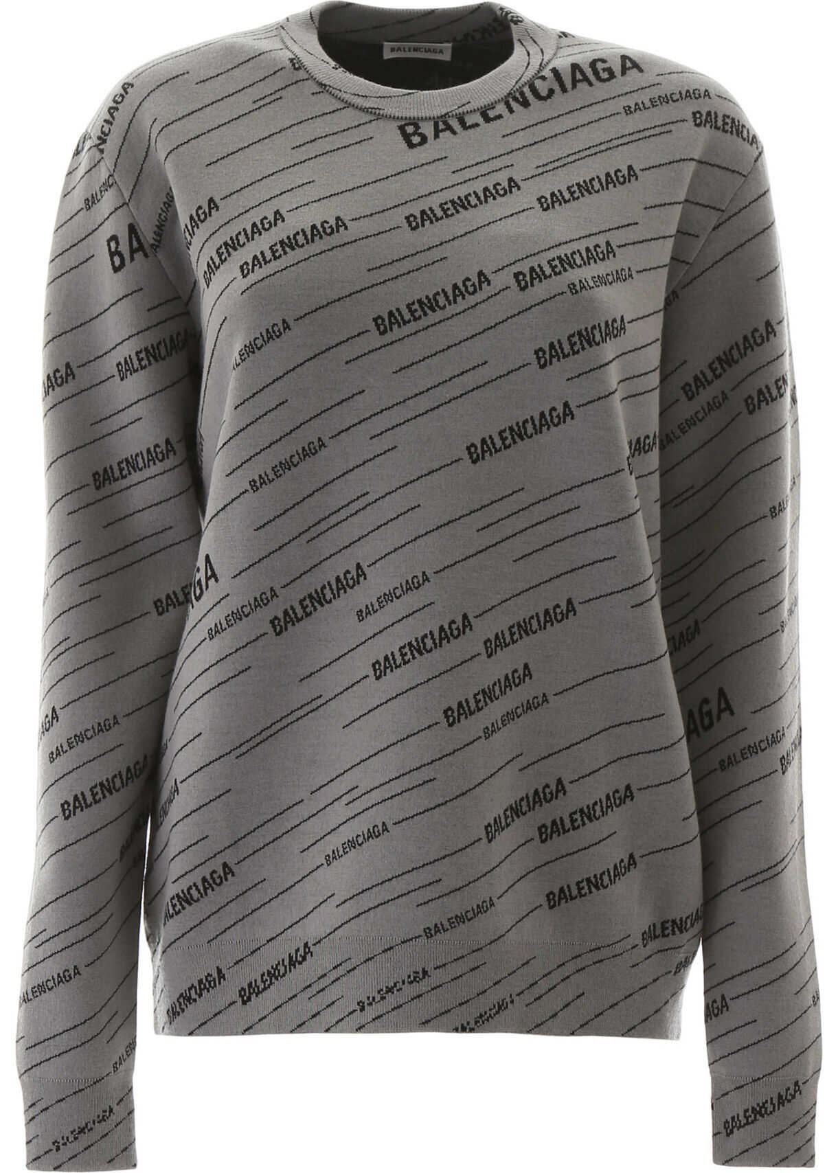 Balenciaga Jacquard Logo Pullover GREY BLACK
