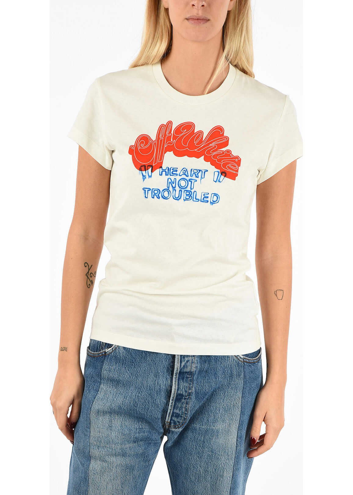 Off-White T-shirt Heart bit troubled fitted WHITE