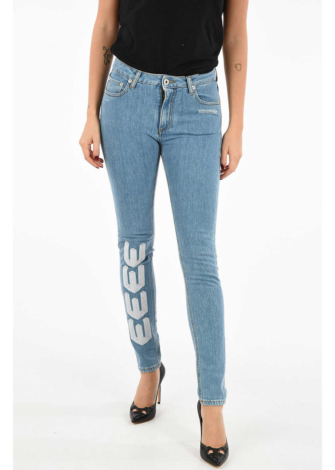 Blug Off-White Embroidered Jeans BLUE