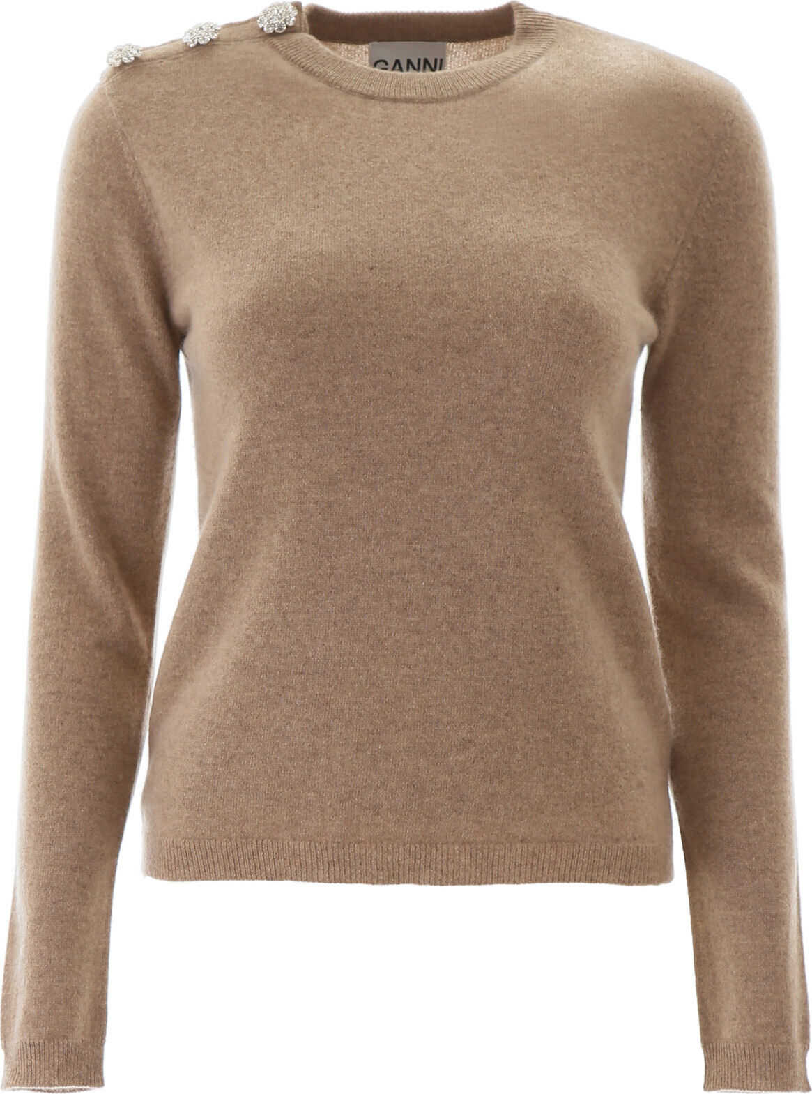 Ganni Pullover With Crystal Buttons TANNIN
