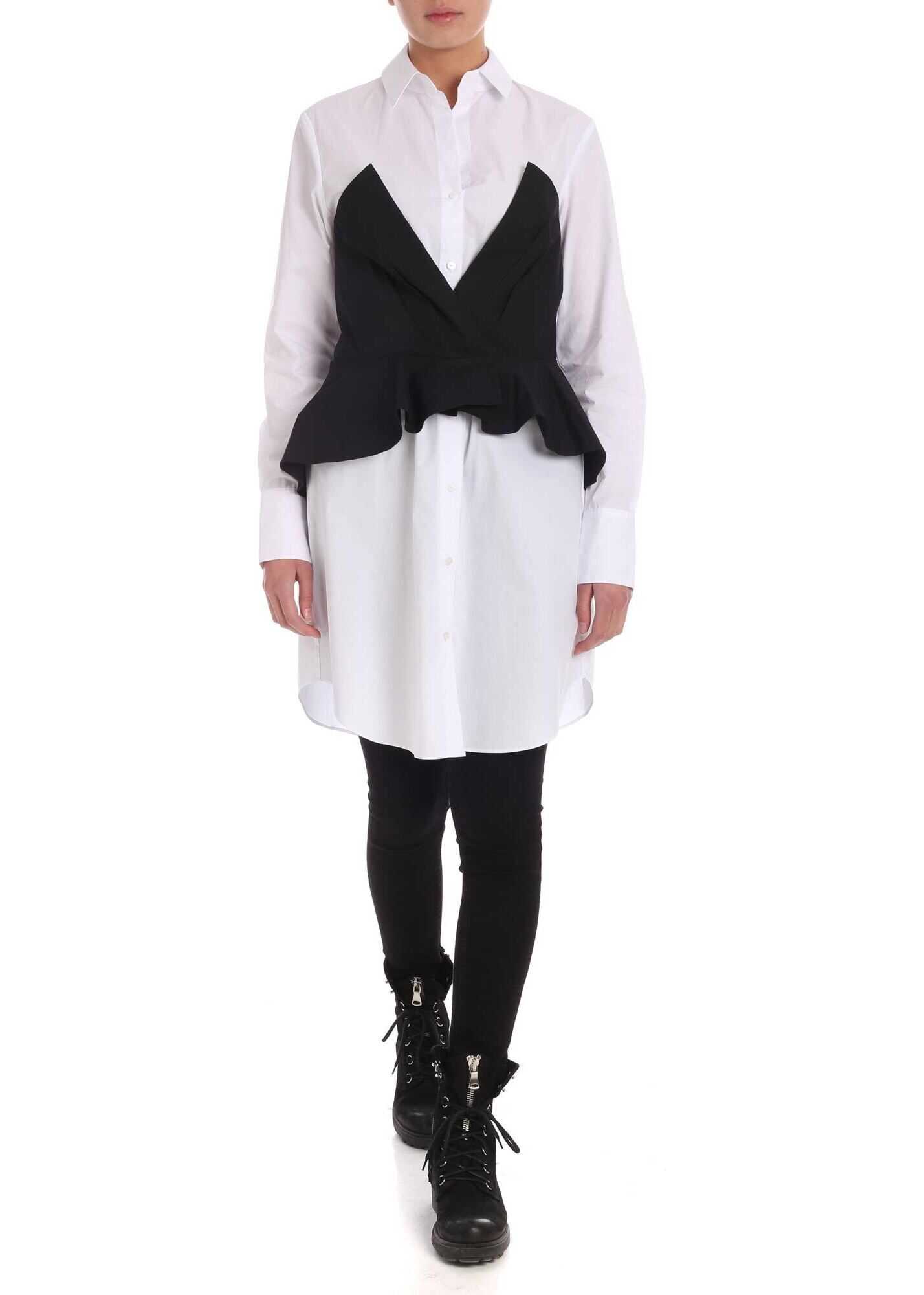Camasa Karl Lagerfeld Shirt Dress In Black And White Poplin White