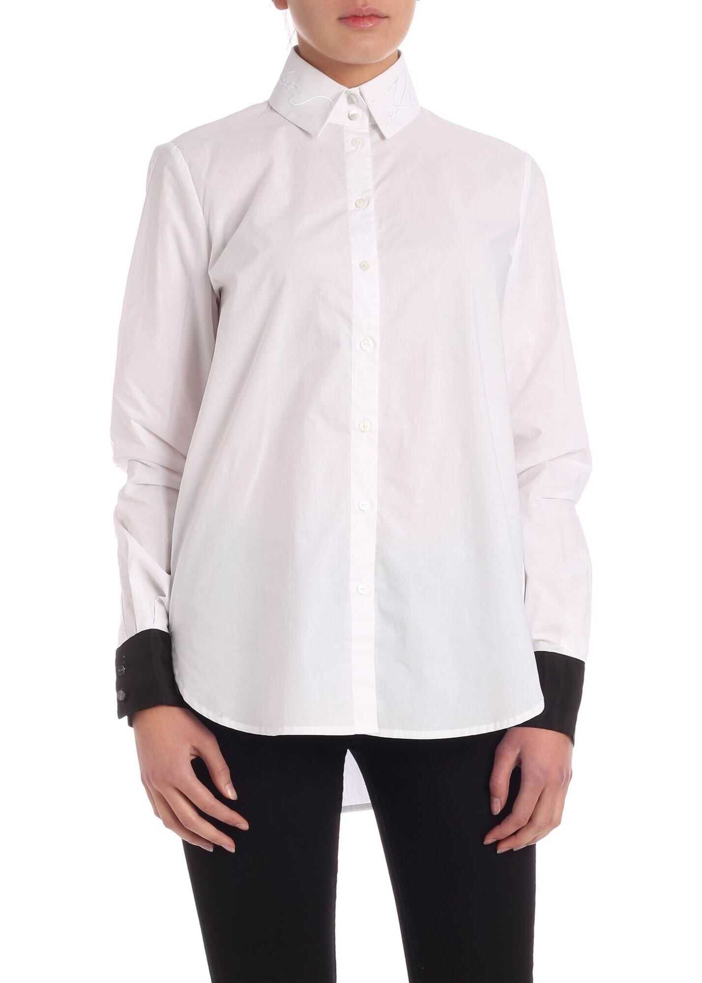 Camasa Karl Lagerfeld Embroidered Logo Shirt In White White