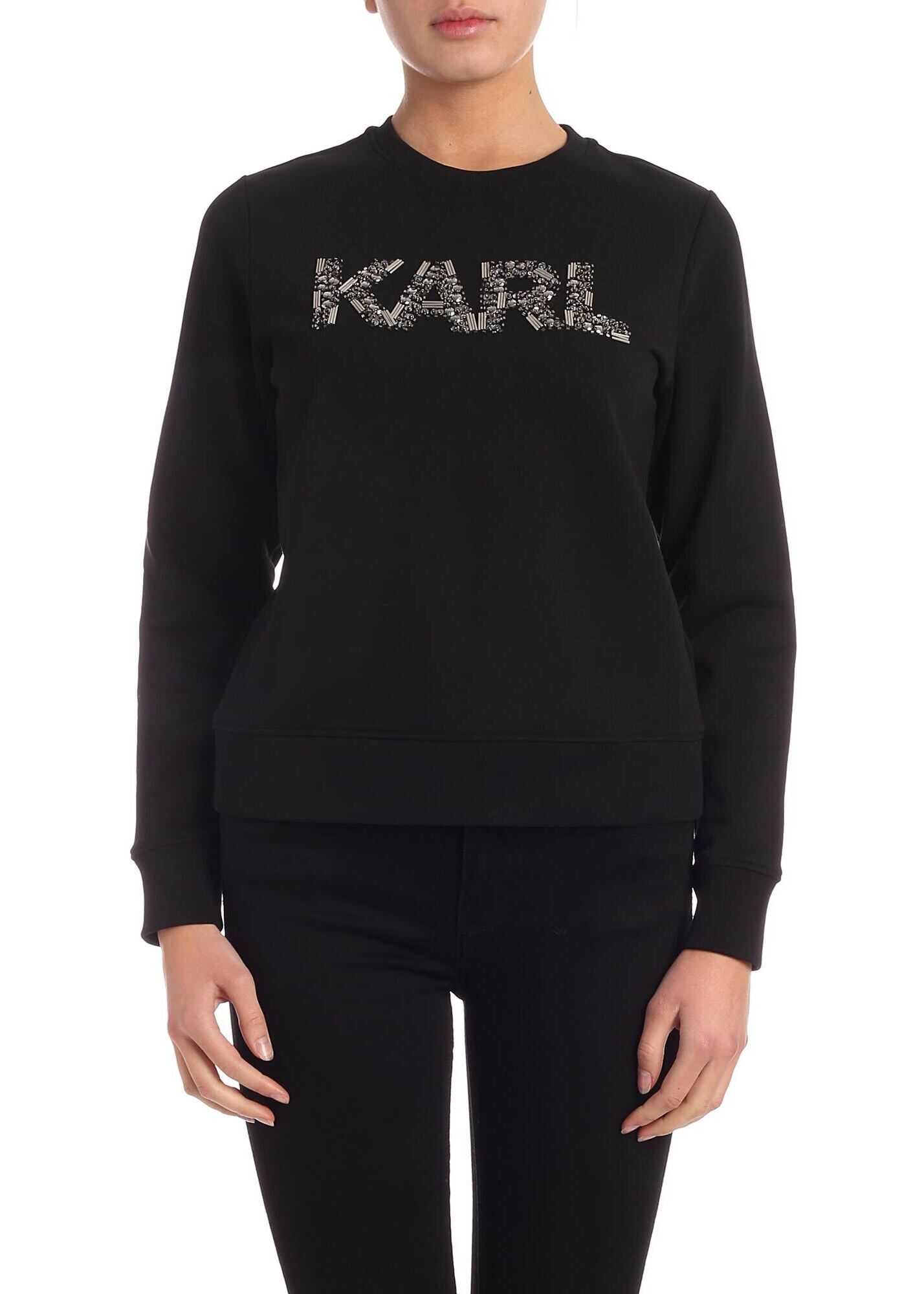 Bluza Karl Lagerfeld Karl Oui Crewneck Sweatshirt In Black Black