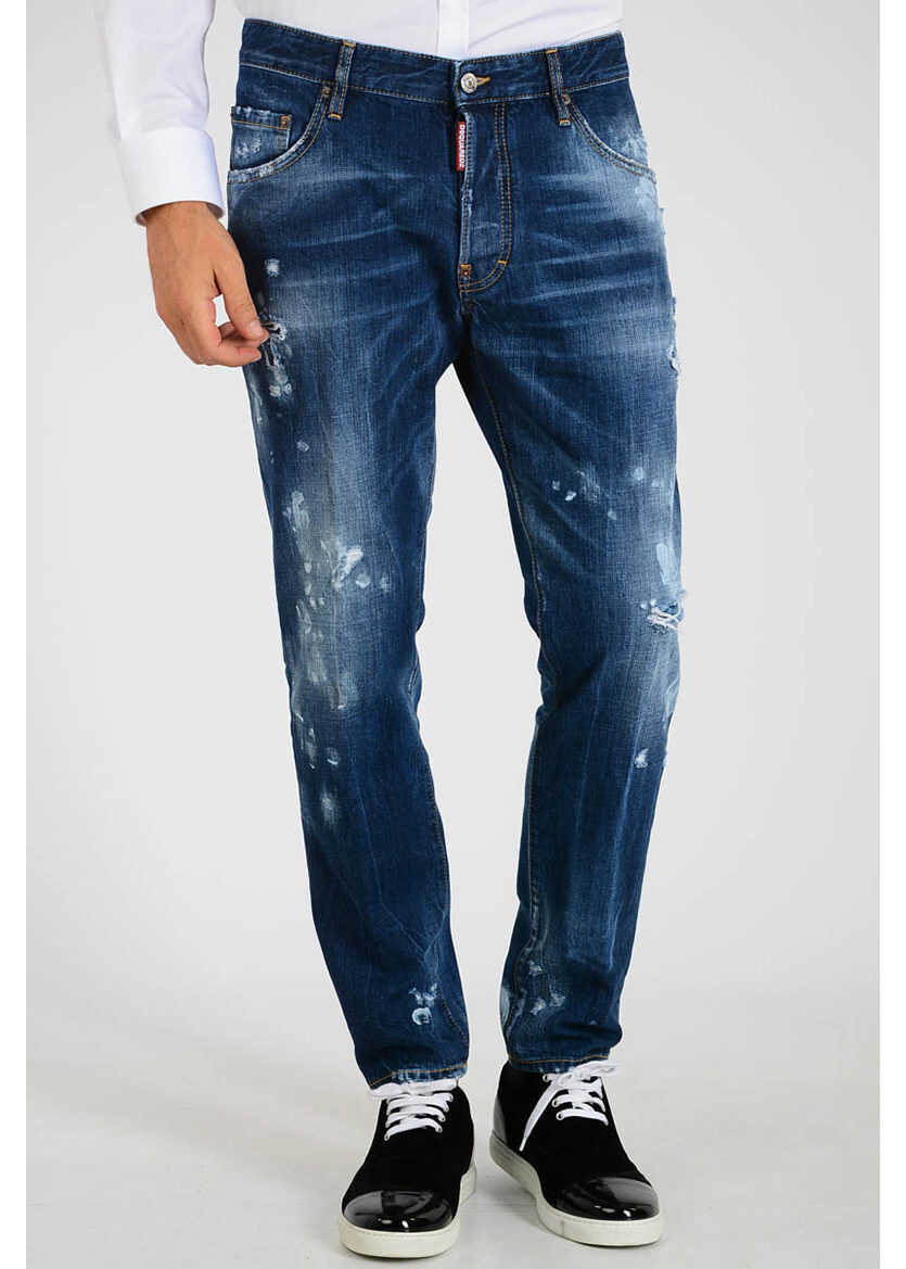 DSQUARED2 16cm Distressed SKATER Jeans* BLUE