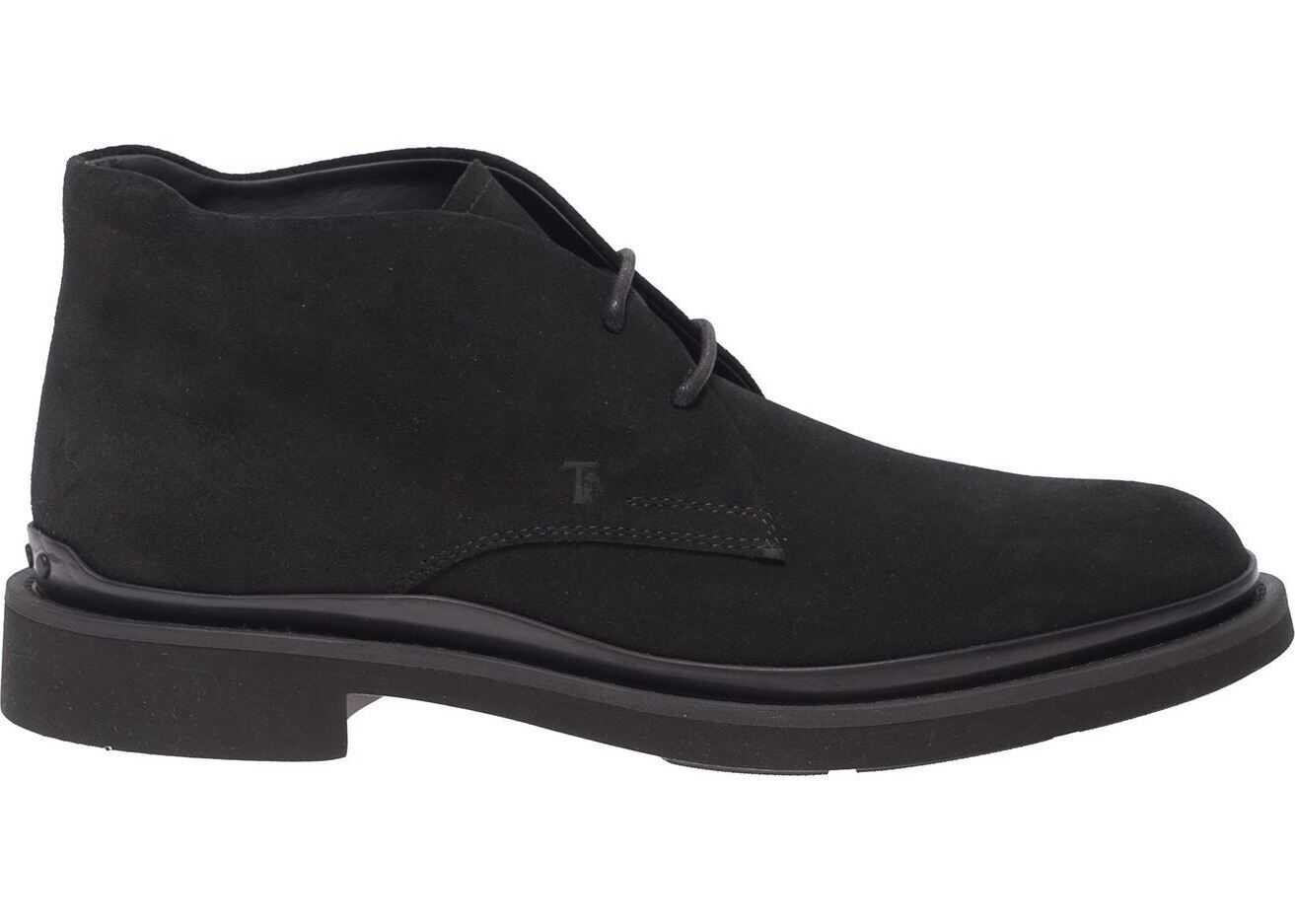 TOD\'S Embossed Logo Desert Boots In Black Black