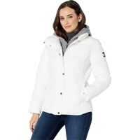 Geci de iarna 26" Horizontal Puffer w/ Sweatshirt Bib/Hooded Inset Femei