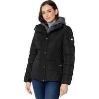 Geci de iarna 26" Horizontal Puffer w/ Sweatshirt Bib/Hooded Inset Femei