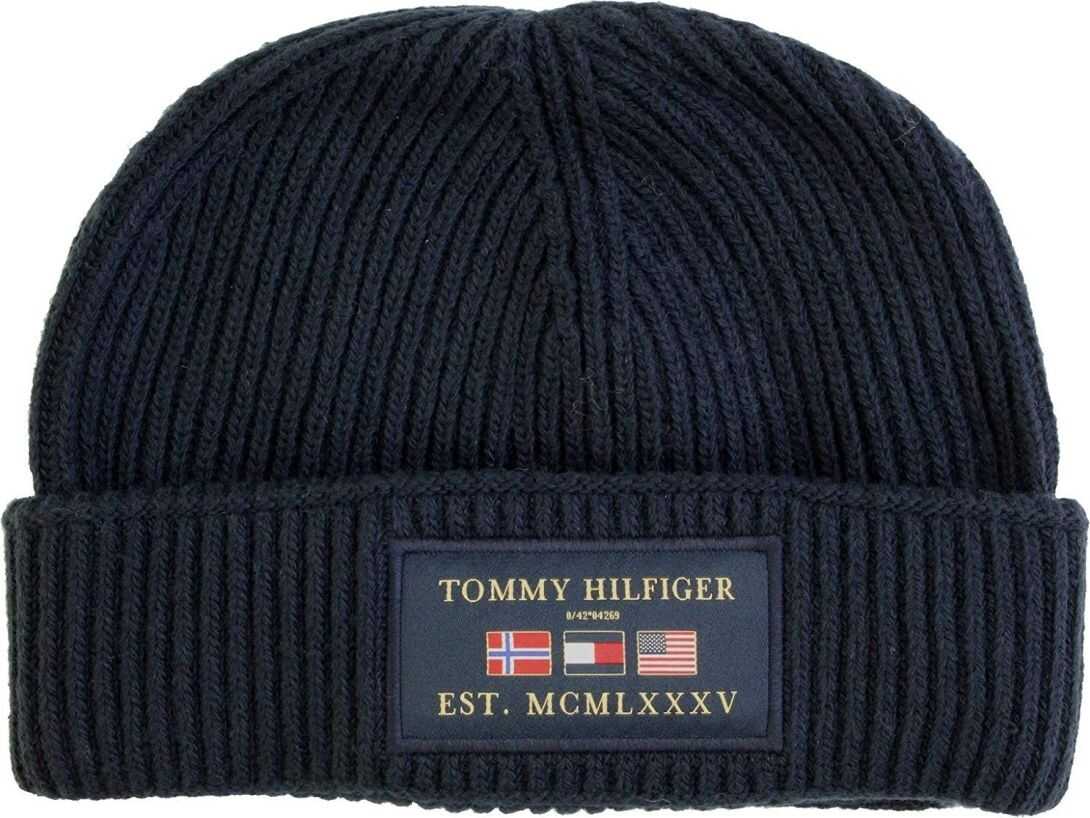 Tommy Hilfiger Outdoors Patch Beanie Hat In Midnight Navy Navy