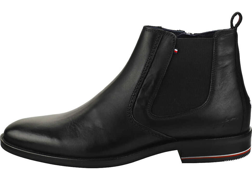 Tommy Hilfiger Signature Smooth Chelsea Boots In Black Black
