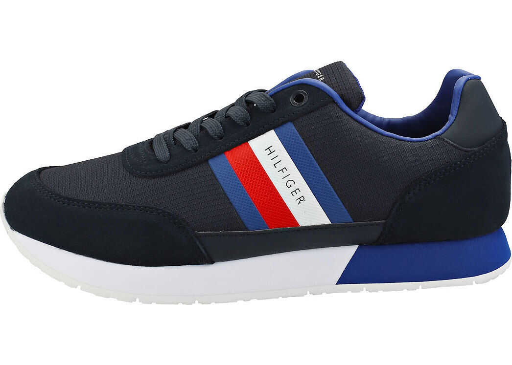 Tommy Hilfiger Corporate Mix Flag Runner Fashion Trainers In Desert Sky Blue
